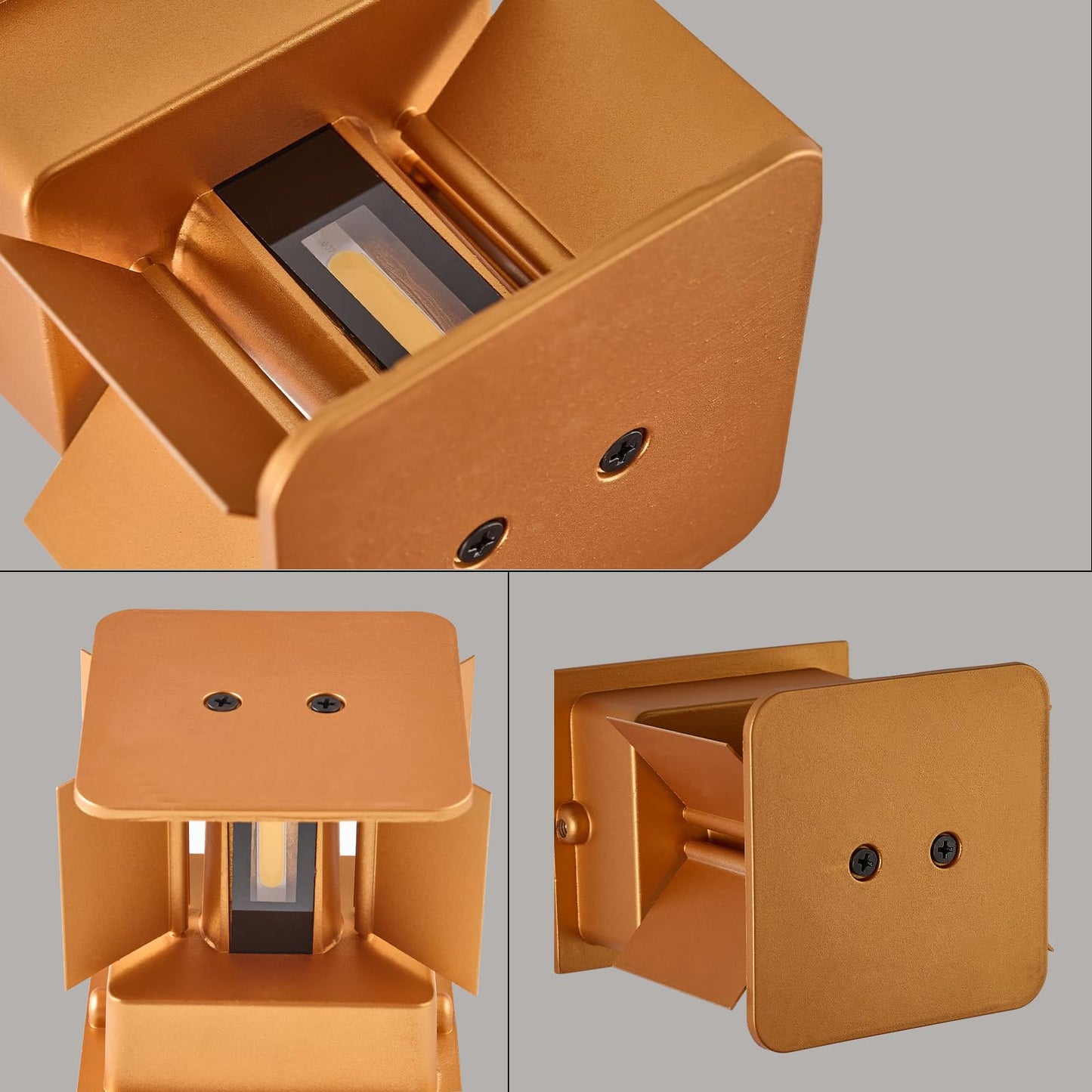 ZMH Wandleuchte Aussen LED Wandlampe innen: 2er Set Au?enwandleuchten Schwarz Gold Up Down Au?enlampe Wand 5W IP65 Wasserdicht Wandbeleuchtung einstellbar 3000K Au?enleuchte f¨¹r Huaswand Garten