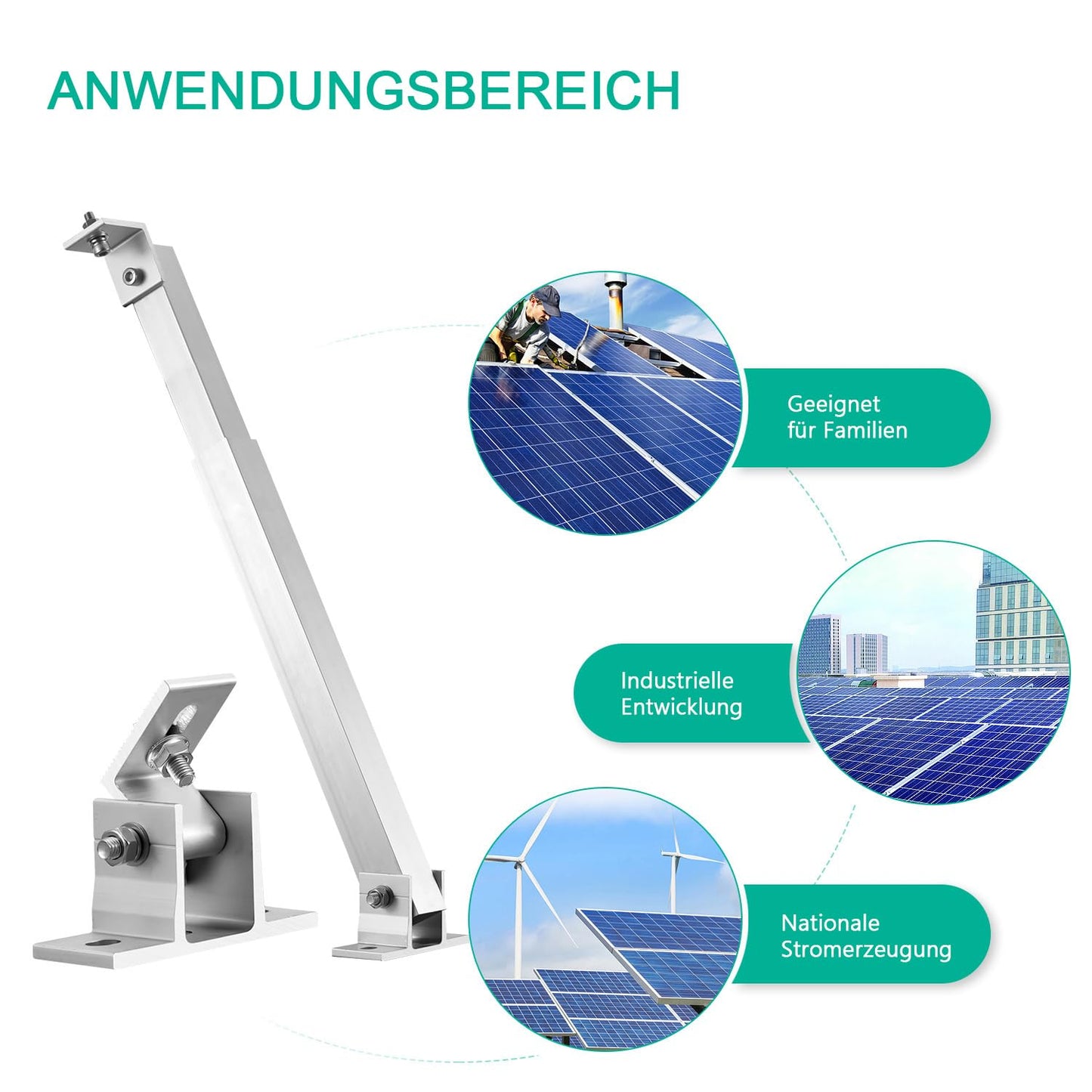 ZMH Solarmodul Halterung Balkonkraftwerk Halter - 36-68CM Verstellbar Set Solarpanel Halterung f¨¹r 100W-400W Solarpanel 0-30¡ã Einstellbarer Winkel Dachhalterungen Halterung (2ER)