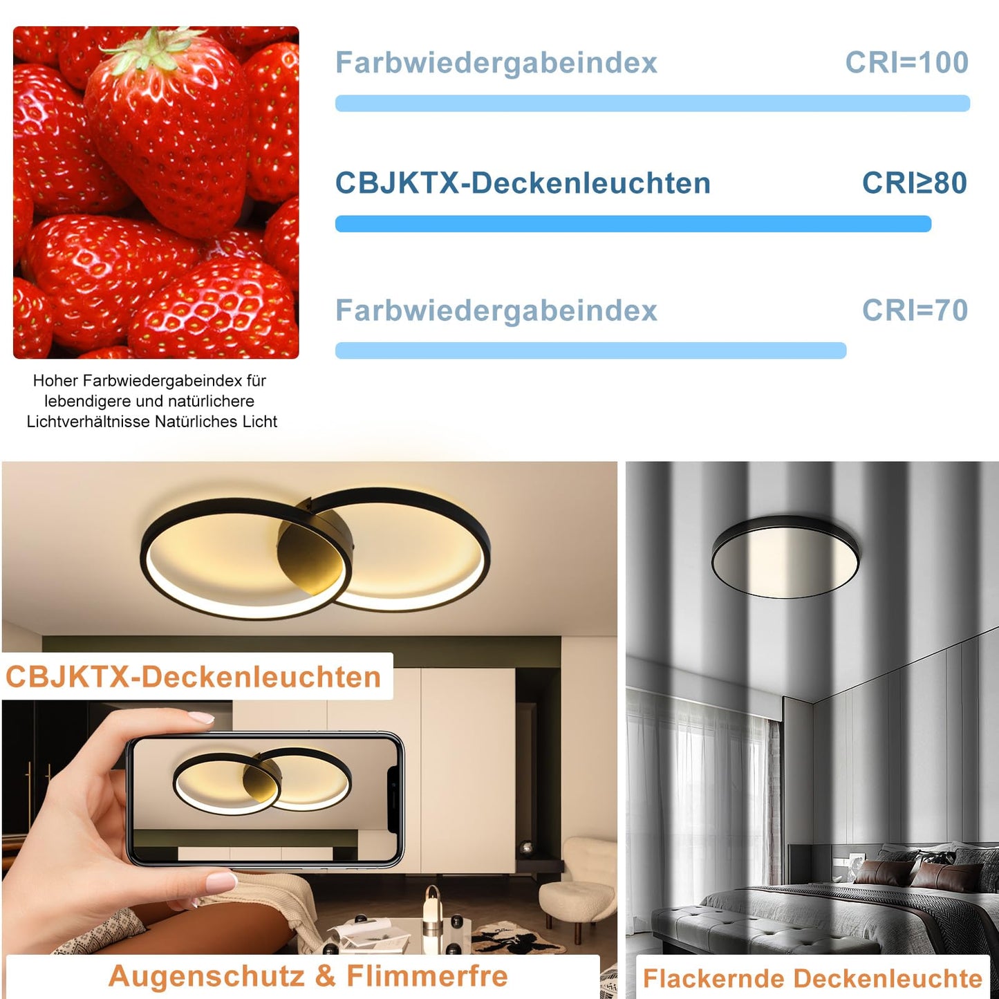 ZMH LED Deckenleuchte Wohnzimmer Deckenlampe - Schwarz 50CM Modern Wohnzimmerlampe 45W Dimmbar mit Fernbedienung Schlafzimmerlampe Metall Design k¨¹chenlampe f¨¹r Schlafzimmer Kinderzimmer