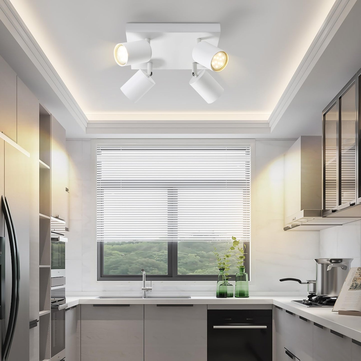 ZMH LED Deckenleuchte 4 Flammig: GU10 Deckenstrahler Wei? Deckenlampe Spots 330¡ãSchwenkbar Deckenspots Industrial Wandstrahler Modern Flurlampe f¨¹r Wohnzimmer Schlafzimmer K¨¹che Ohne Leuchtmittel