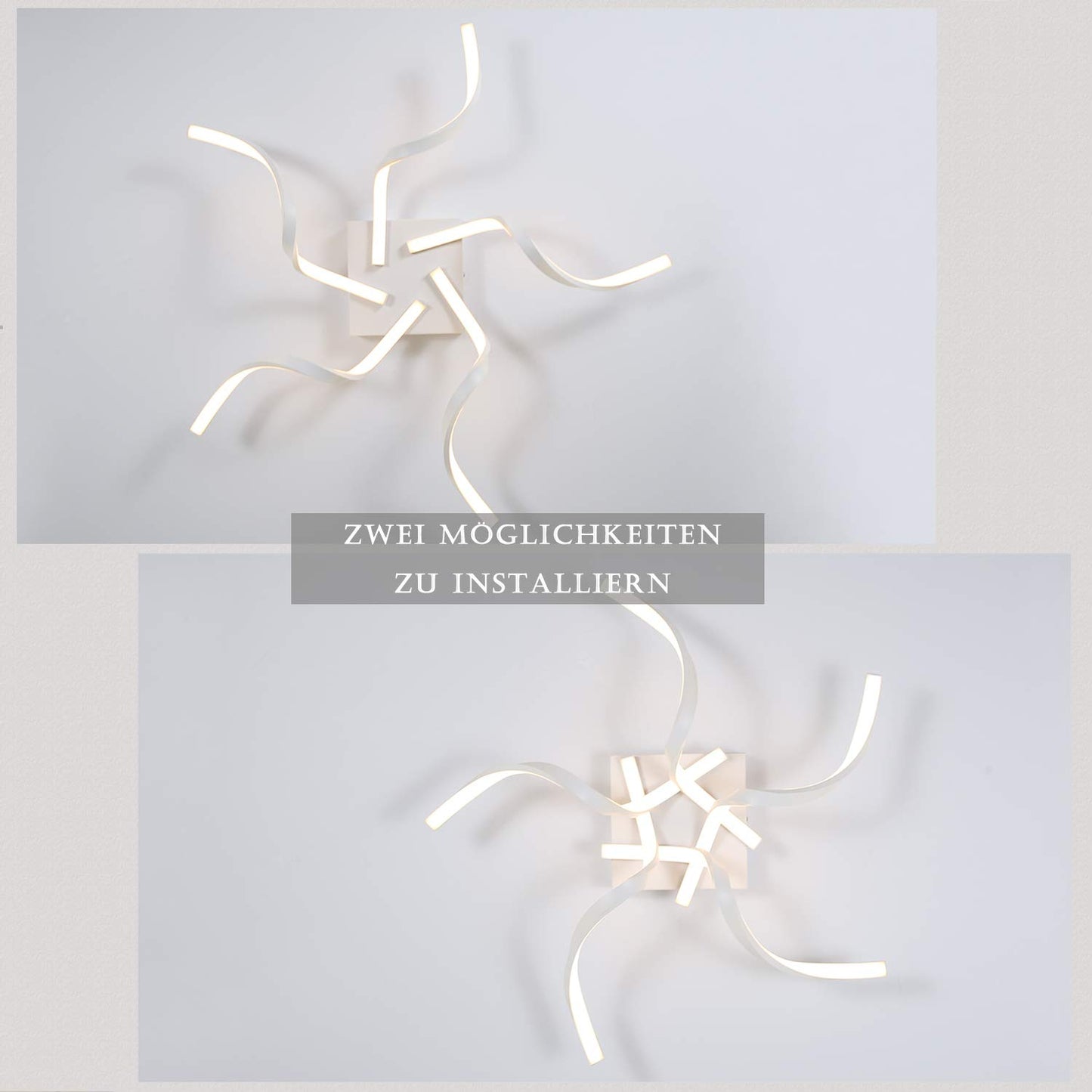 ZMH Deckenleuchte LED Deckenlampe Wohnzimmer Wei? Dimmbar 48W 65CM Wellenf?rmig Modern Design Schlafzimmerlampe Wohnzimmerlampe K¨¹chenlampe B¨¹rolampe Flurlampe mit Fernbedienung Deckenbeleuchtung