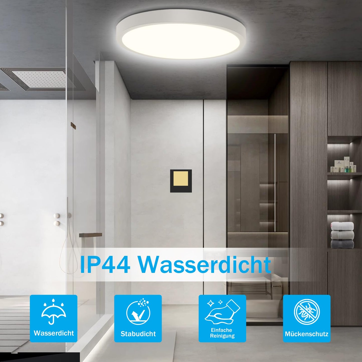 ZMH LED Deckenleuchte Rund Flach - 2ER Deckenlampe 24W Modern Wei? LED Panel Flurlampe Neutralwei? 4000K, 23CM IP44 f¨¹r K¨¹che B¨¹ro Wohnzimmer Badezimmer Kinderzimmer Schlafzimmer, Ultra D¨¹nn