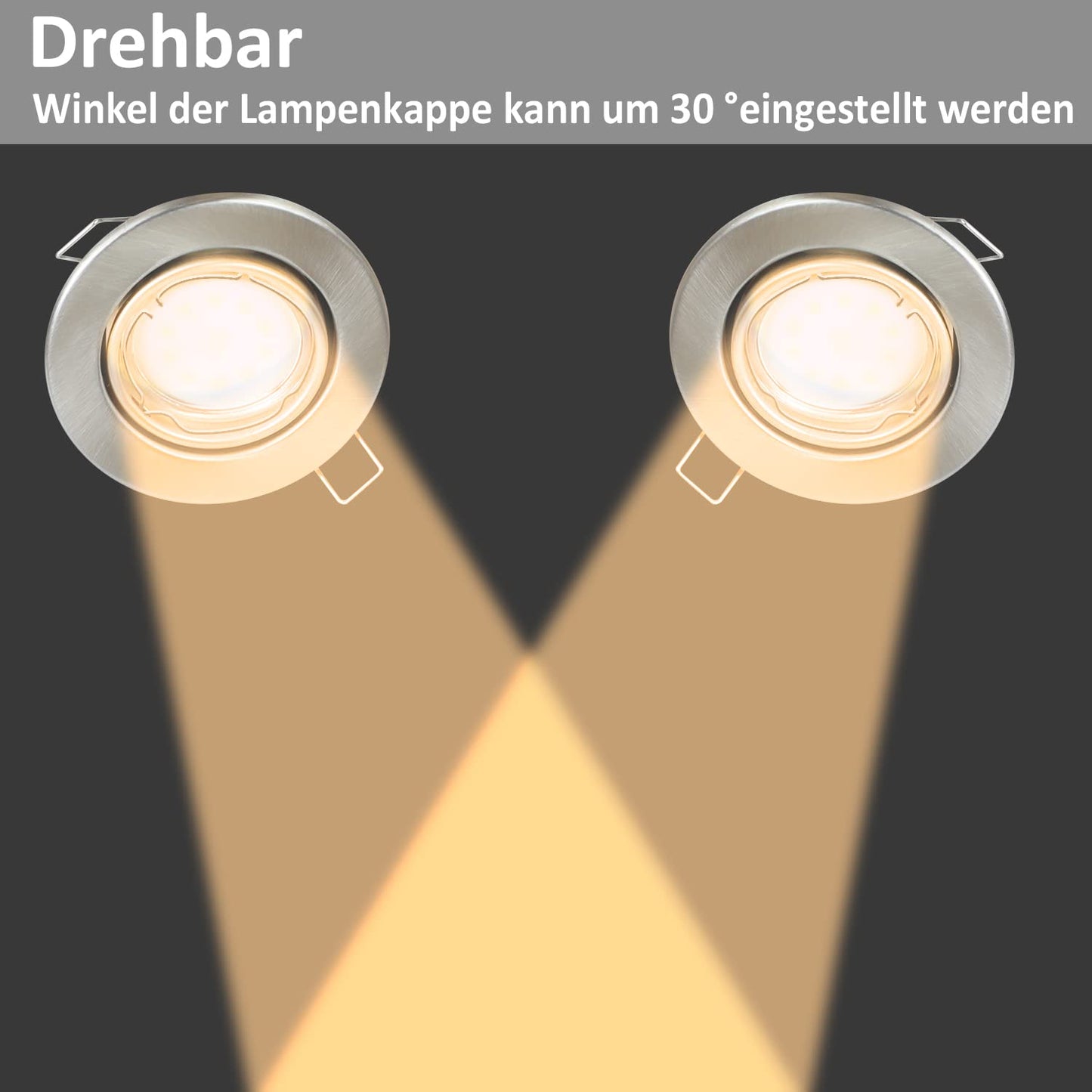 ZMH 6ER Einbaustrahler GU10 Einbaurahmen - GU10 Fassungen 230V Einbauleuchte Rahmen Einbauspots mit Sockel 50mm aus Aluminium Schwenkbar 30¡ã Spot f¨¹r LED Leuchtmittel Halogen