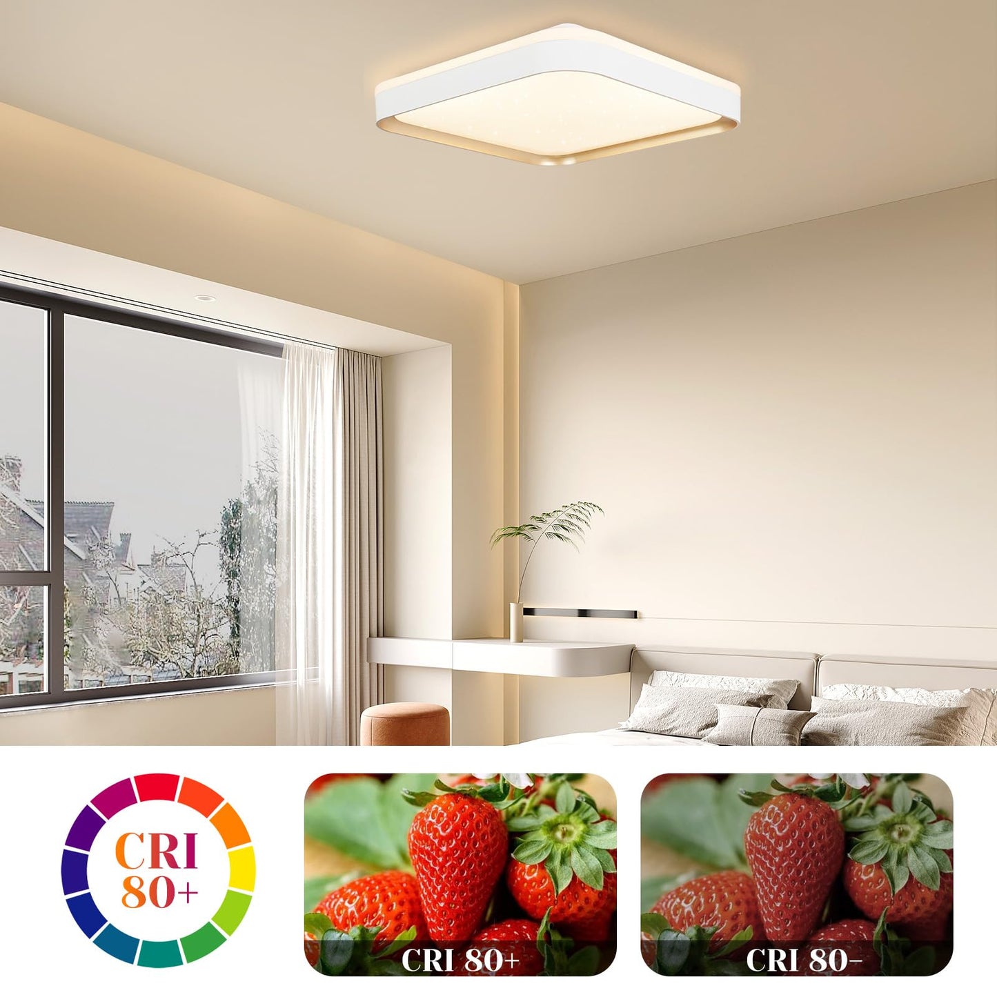 ZMH Deckenlampe LED Deckenleuchte Schlafzimmer - Schlafzimmerlampe Dimmbar mit Fernbedienung 30cm K¨¹che Deckenbeleuchtung K¨¹chenlampe Modern 32W Flurlampe Quadratisch Wohnzimmerlampe Wei? f¨¹r Flur