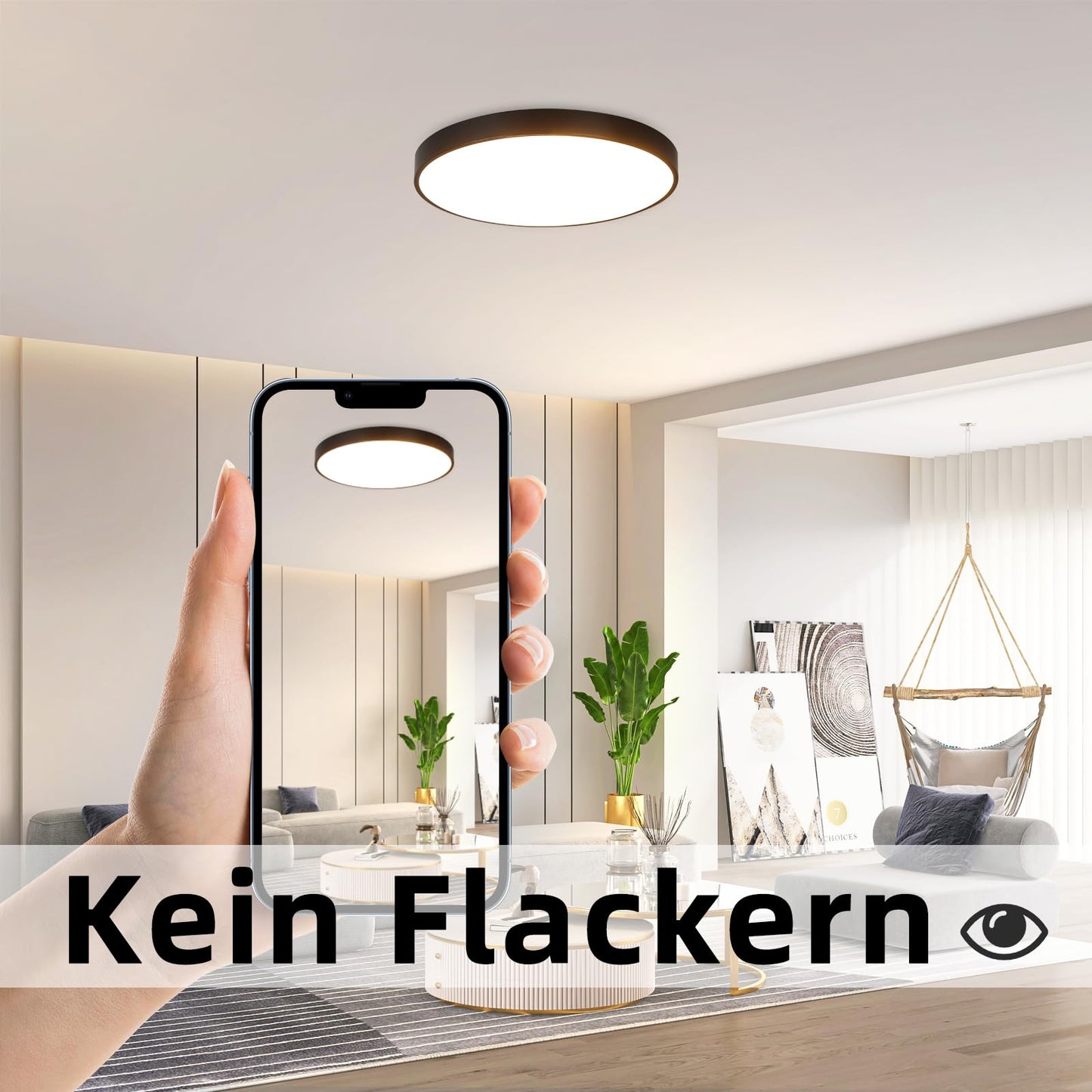 ZMH Deckenlampe LED Deckenleuchte Schlafzimmer - 2ER Schlafzimmerlampe Flach 17W Badezimmerlampe Schwarz Badezimmer Deckenbeleuchtung Warmwei? Badlampe IP44 K¨¹chenlampe Rund f¨¹r Bad K¨¹che Flur