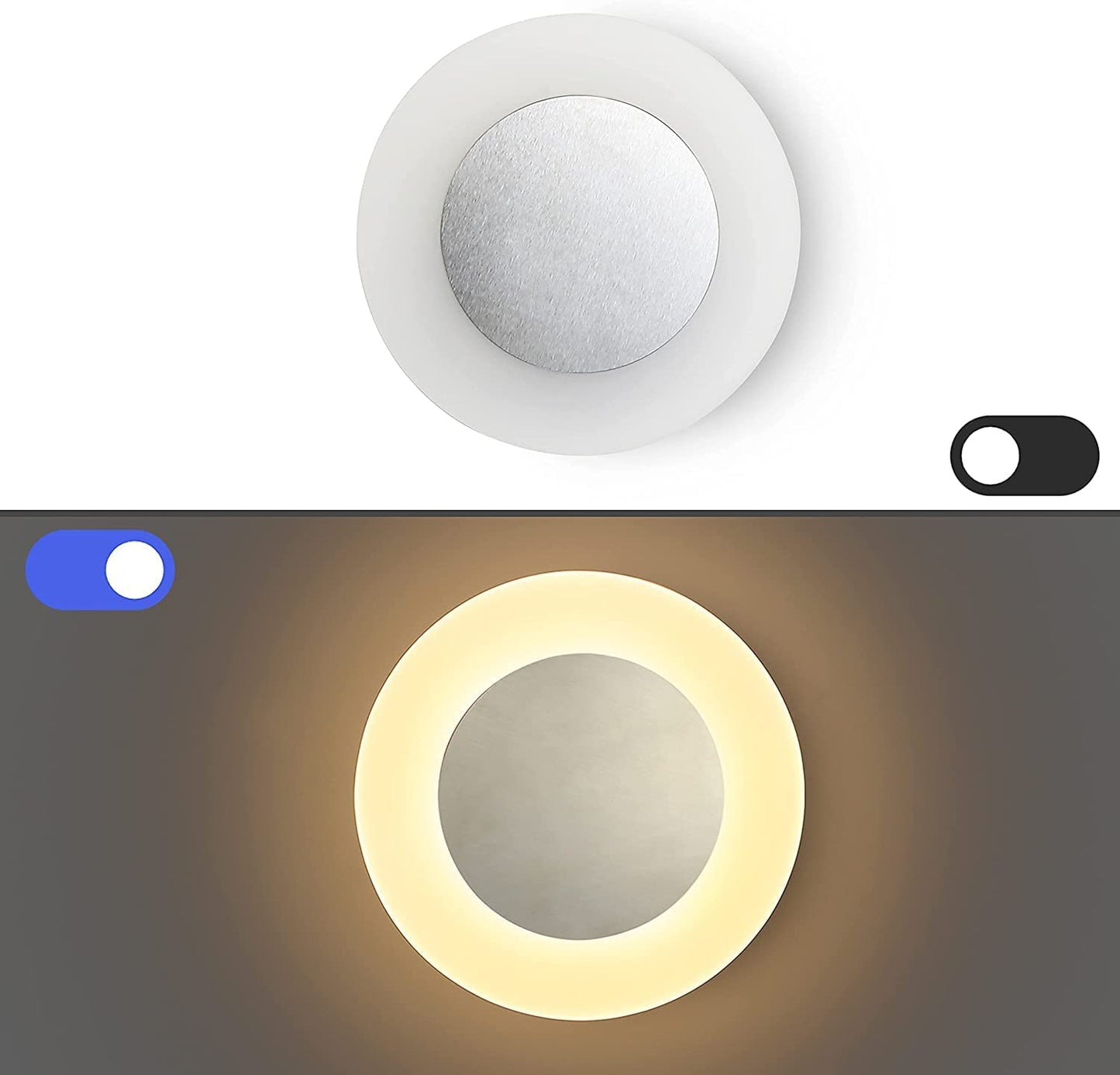 ZMH 2ER LED Wandlampe innen Wandleuchte: Modern Rund Flurlampe Warmwei? Eisen & Acryl ?16cm 6.9W Wandbeleuchtung f¨¹r Flur Treppenhaus Keller Schlafzimmer Wohnzimmer Arbeitszimmer Kinderzimmer