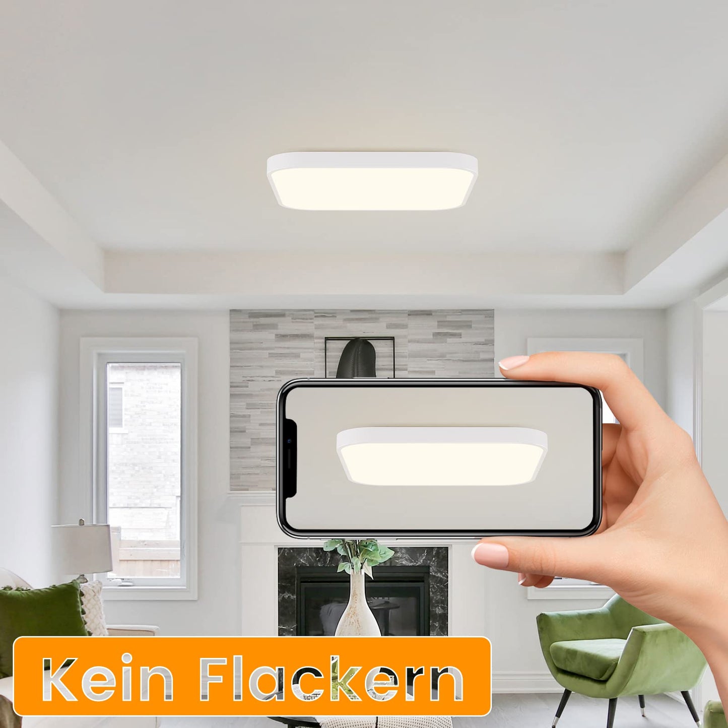 ZMH Deckenlampe LED Deckenleuchte Schlafzimmer - Schlafzimmerlampe Flach 27cm K¨¹chenlampe Warmwei? Badezimmerlampe IP44 Bad Deckenbeleuchtung Flurlampe Eckig Badlampe 19W f¨¹r K¨¹che Flur Badezimmer