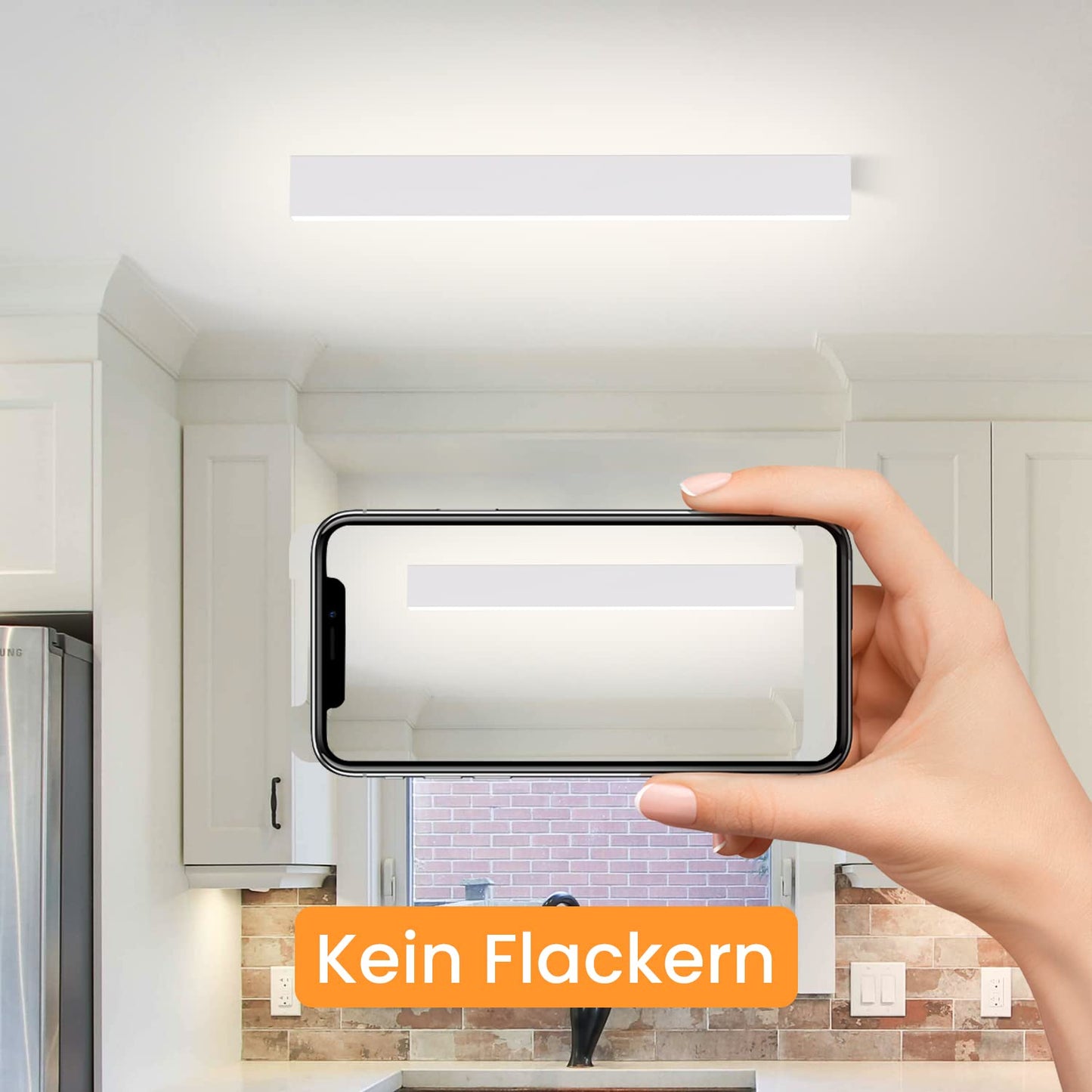ZMH Deckenlampe LED Deckenleuchte Dimmbar - 53.6CM Wohnzimmerlampe Lang B¨¹rolampe K¨¹chenlampe Modern Design mit Fernbedienung 17W B¨¹ro Deckenbeleuchtung Panel f¨¹r Wohnzimmer Schlafzimmer