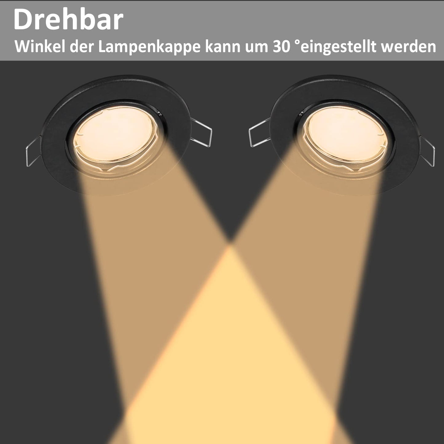 ZMH 12er LED Einbaustrahler GU10 Einbaurahmen - Einbauleuchten Spots Schwenkbar 30¡ã Rund Einbauspots inkl. GU10 Fassung Chrom Halogen Rahmen geeignet f¨¹r LED Leuchtmitte