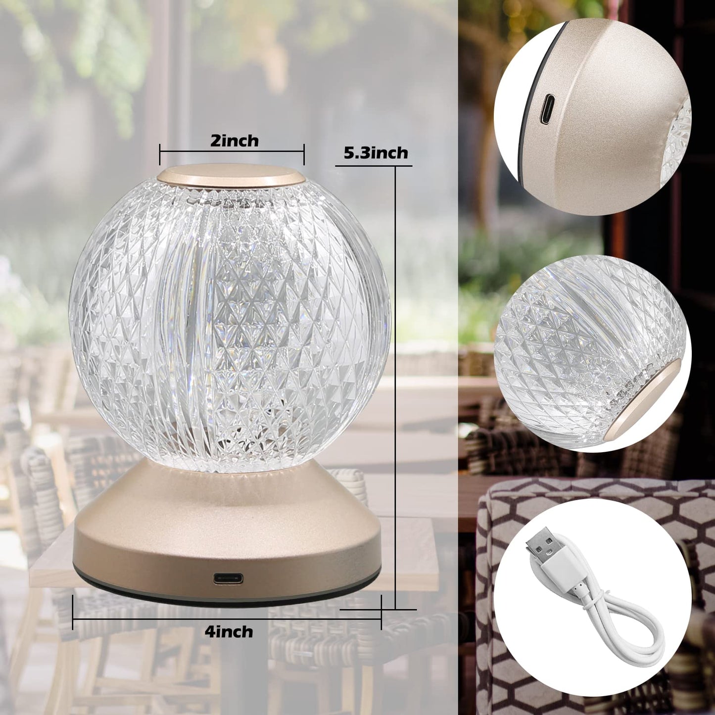 ZMH LED-Touch-Lampe, Nachtlicht, 16 Farben, wechselnde Nachttischlampe, mit Fernbedienung und USB, 4 Stufen, dimmbar, wiederaufladbar, tragbar, RGB-Licht f¨¹r Schlafzimmer, Wohnzimmer, Flur