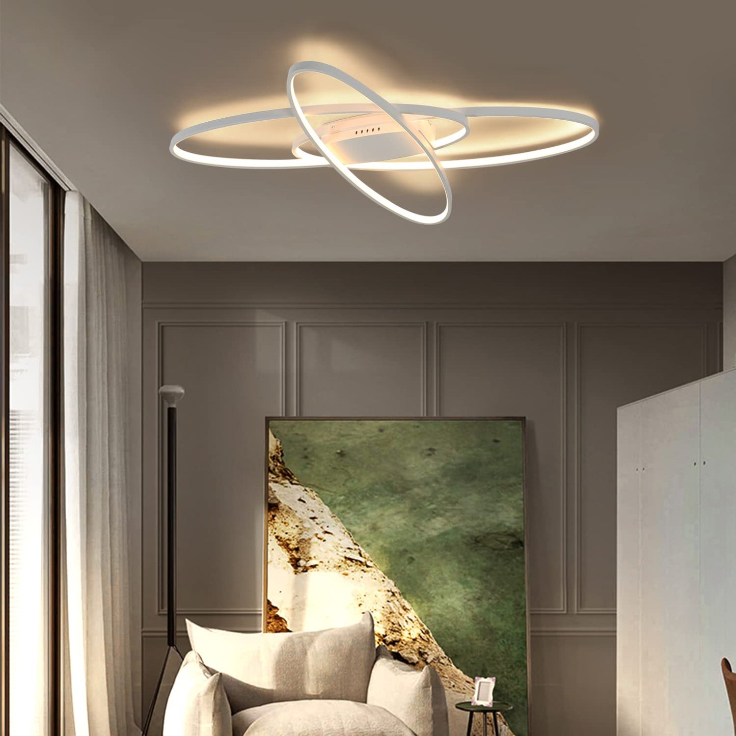 ZMH LED Deckenleuchte Dimmbar Deckenlampe Modern - Wei? Schlafzimmerlampe 75W Design Wohnzimmerlampe mit Fernbedienung Deckenbeleuchtung f¨¹r Wohnzimmer Schlafzimmer Esszimmer B¨¹ro