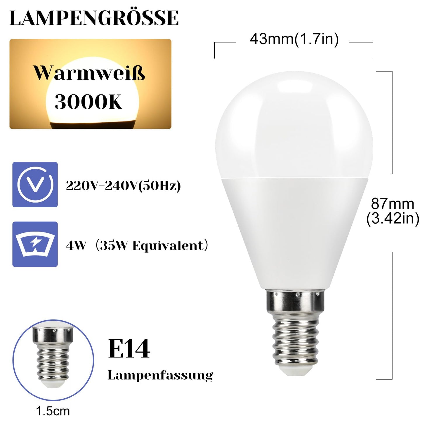 ZMH E14 LED Lampe RGB Gl¨¹hbirne: 4er Pack Leuchtmittel dimmbare Edison Gl¨¹hlampe mit Fernbedienung 3000K Warmwei? 4W Farbwechsel 16 Farbe 4 Dynamic Modes Farbige Birne Deko f¨¹r Party Bar KTV