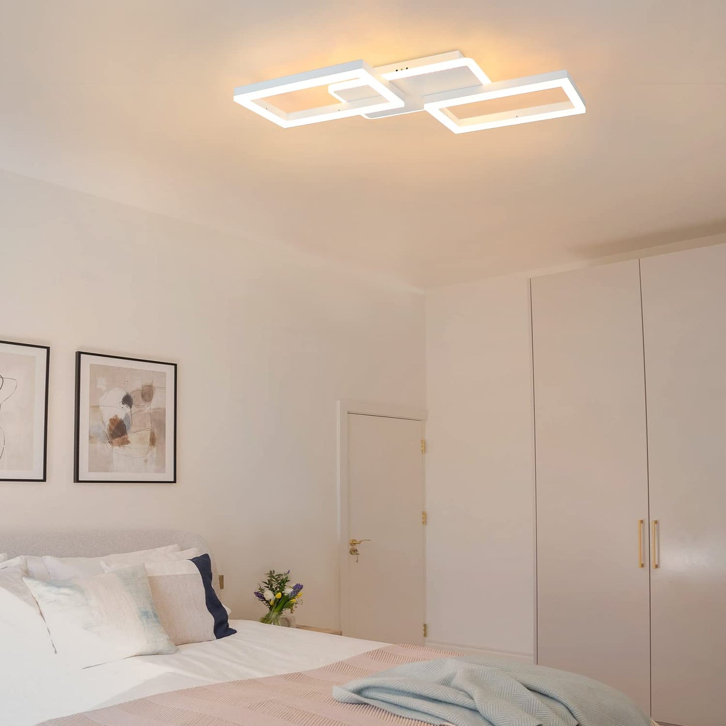 ZMH Deckenlampe LED Deckenleuchte Wohnzimmer - 48W Wohnzimmerlampe Dimmbar mit Fernbedienung Schlafzimmerlampe Modern Design Schlafzimmer Deckenbeleuchtung K¨¹chenlamp Wei? f¨¹r K¨¹che Flur B¨¹ro
