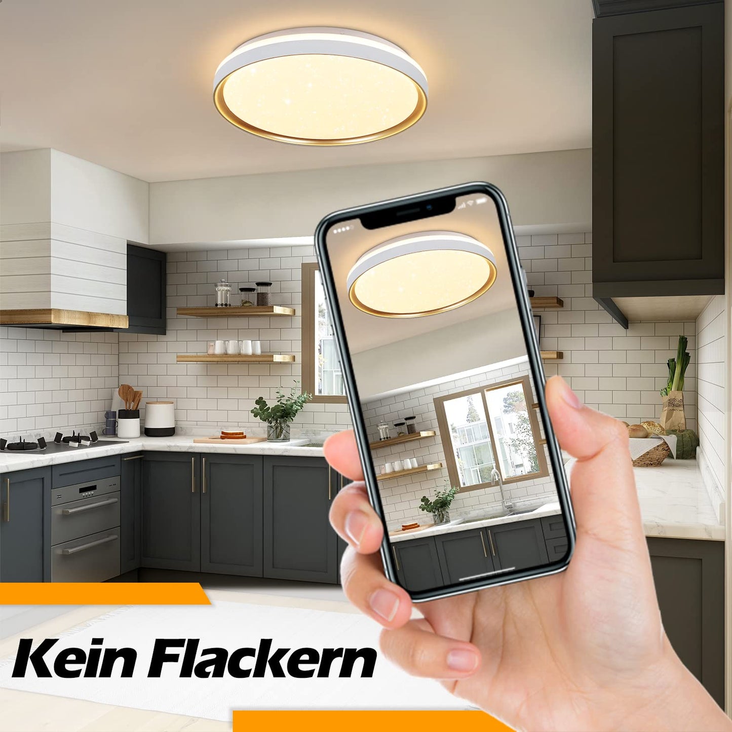 ZMH Deckenlampe LED Deckenleuchte Dimmbar - 21W Rund Wohnzimmer Deckenbeleuchtung ?40cm Modern Sternenhimmel Schlafzimmerlampe mit Fernbedienung Wohnzimmerlampe f¨¹r Schlafzimmer K¨¹che Flur B¨¹ro
