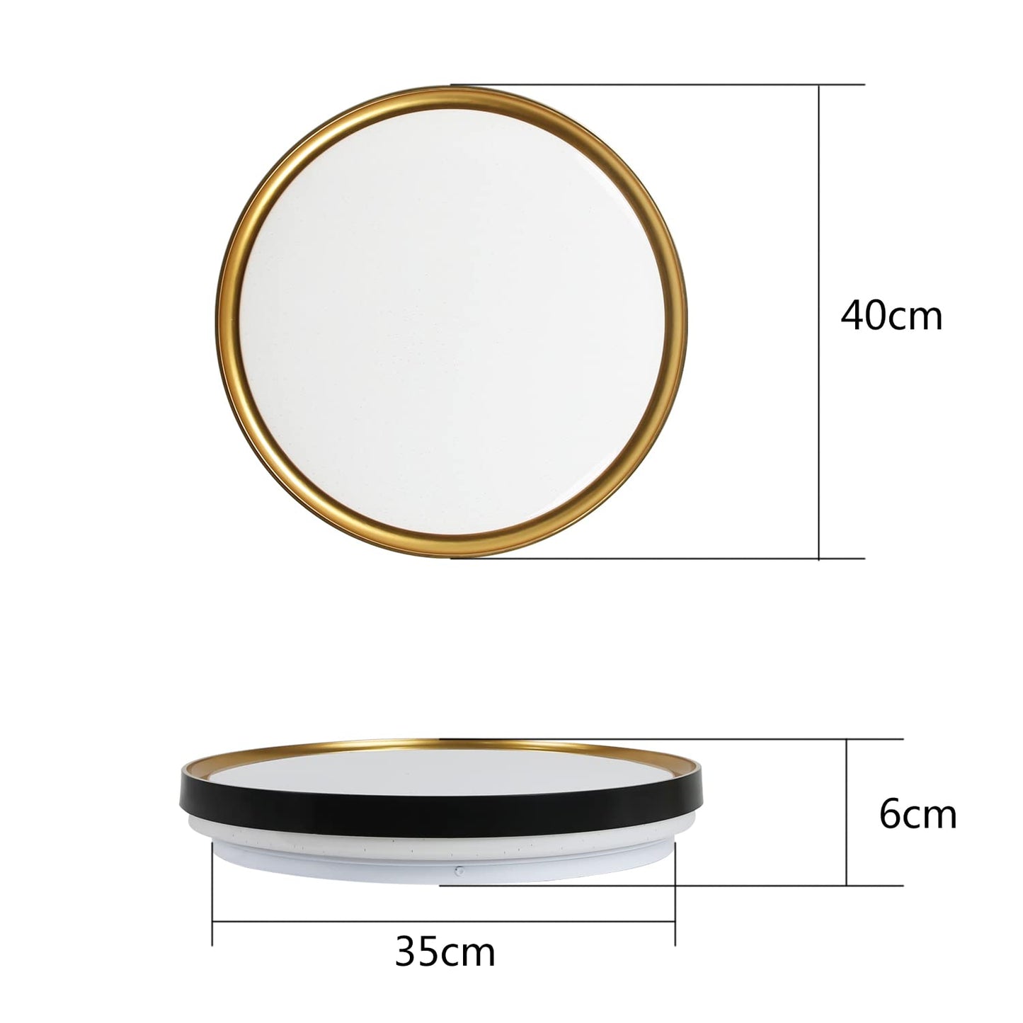 ZMH Deckenlampe LED Deckenleuchte Wohnzimmer - ?40cm Rund Wohnzimmerlampe 21W Schwarz Gold Modern Sternenhimmel Schlafzimmerlampe Dimmbar mit Fernbedienung f¨¹r Schlafzimmer K¨¹che Flur B¨¹ro