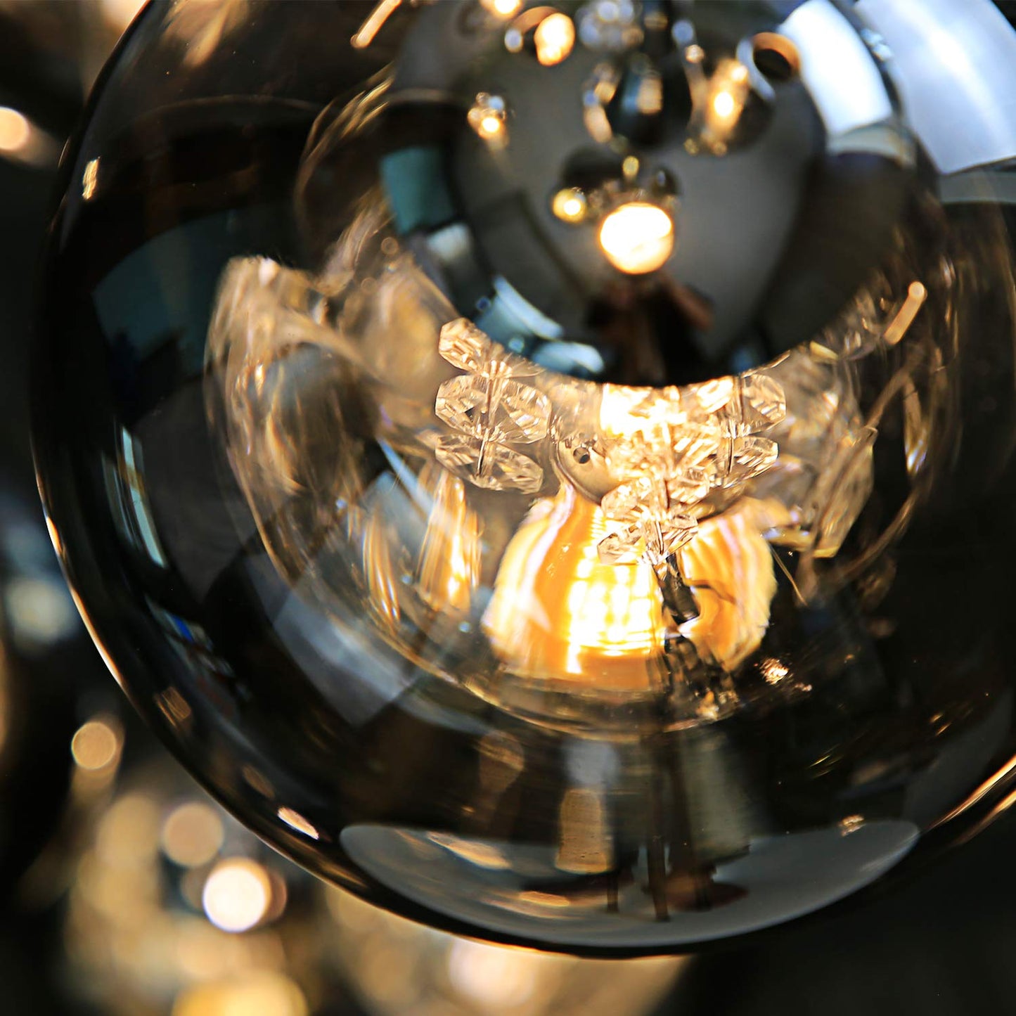 ZMH Pendelleuchte esstisch Pendellampe H?henverstellbar Kronleuchter H?ngeleuchte 4-Flammig Esszimmerlampe aus Glas in Farbe Grau Esstischlampe f¨¹r K¨¹chen Wohnzimmer Schlafzimmer Flur