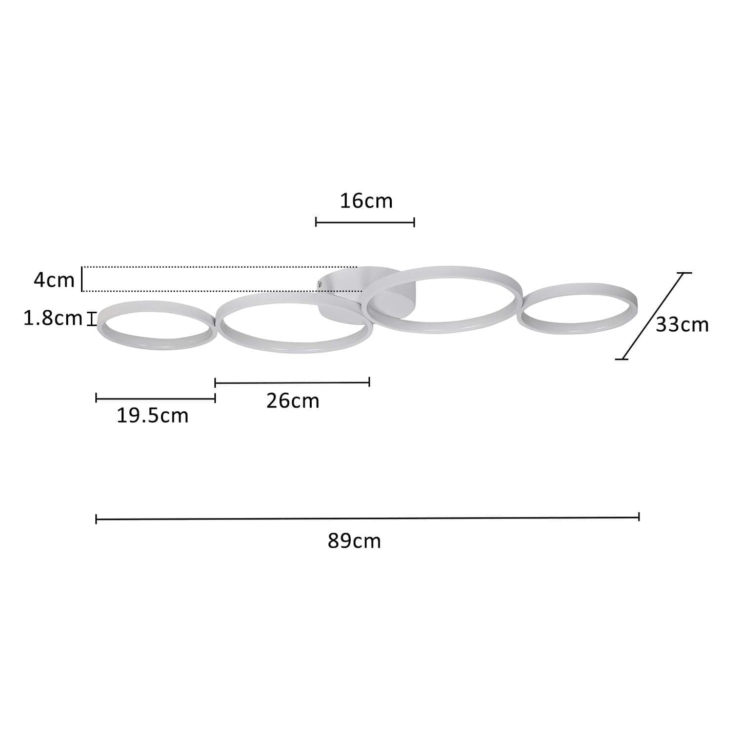 ZMH LED Deckenlampe Modern 4 Flammig in Ringoptik 3000k Warmwei? Deckenleuchte Rund 37W Innen Wohnzimmerlampe aus Aluminium f¨¹r Schlafzimmer Wohnzimmer Flur B¨¹ro Arbeitszimmer, 89cm