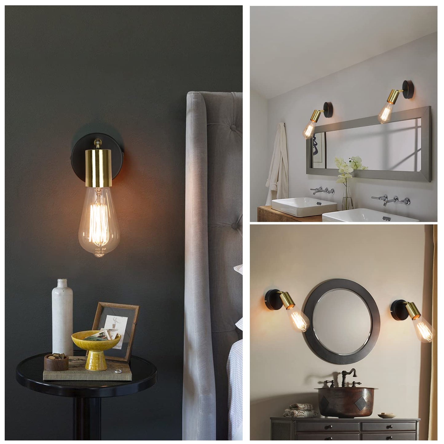 ZMH Deckenleuchte E27 Deckenlampe Schwarz-Gold - Deckenstrahler Industrial 1 Flammig Vintage Wandstrahler Schwenkbar Modern Spotleuchte f¨¹r K¨¹che Flur G?nge Nachttisch Wohnzimmer Schlafzimmer