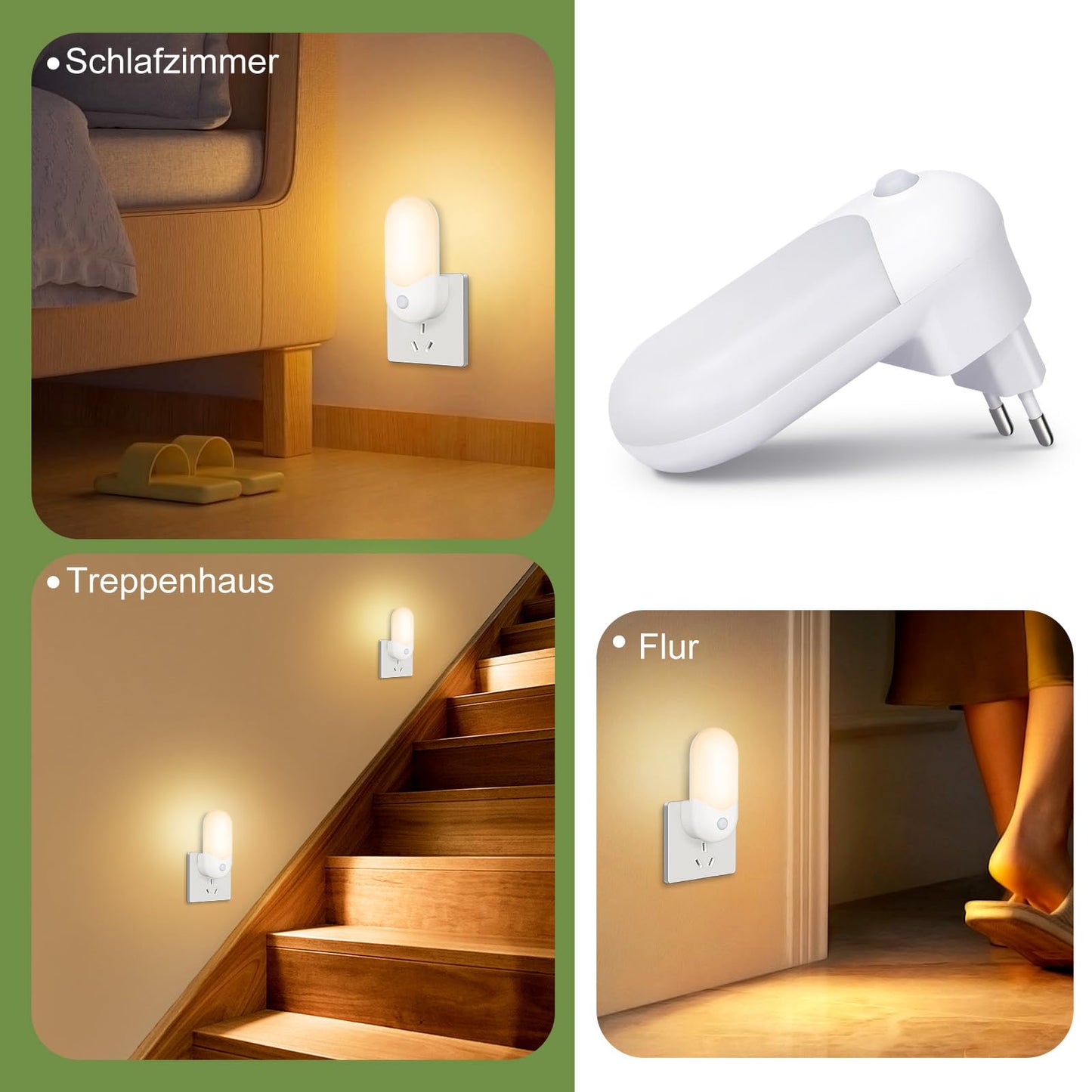 ZMH Nachtlicht Steckdose Steckdosenlampe Kinder - LED Steckdosenlicht WarmWei? 1W Orientierungslicht Kinderzimmer Nachtlampe mit D?mmerungssensor f¨¹r Baby Flur Treppenhaus Schlafzimmer K¨¹che