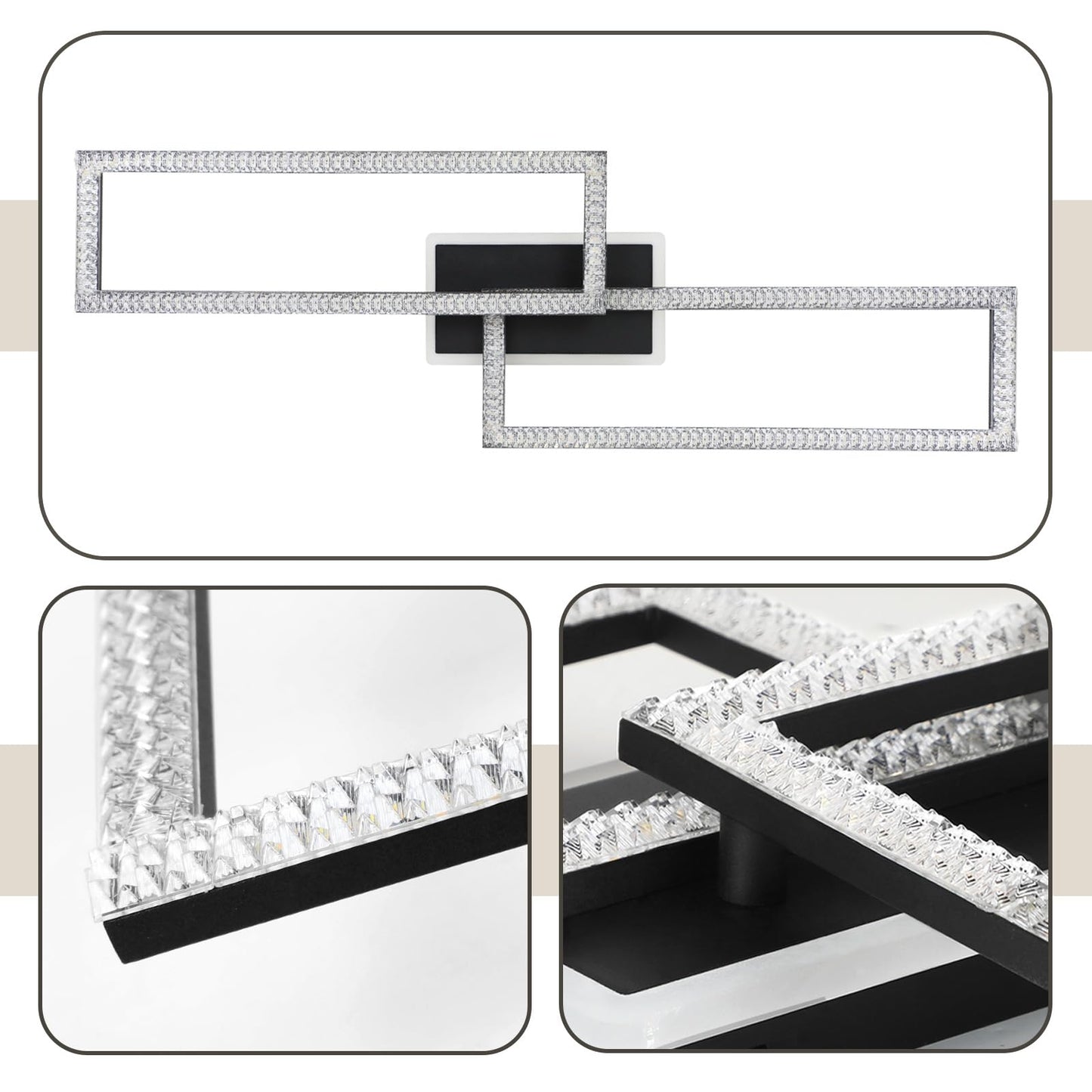 ZMH Deckenlampe LED Deckenleuchte Wohnzimmer - Wohnzimmerlampe Dimmbar Schlafzimmerlampe Modern Design K¨¹chenlampe 56W Schwarz Deckenbeleuchtung mit Fernbedienung f¨¹r Schlafzimmer K¨¹che B¨¹ro