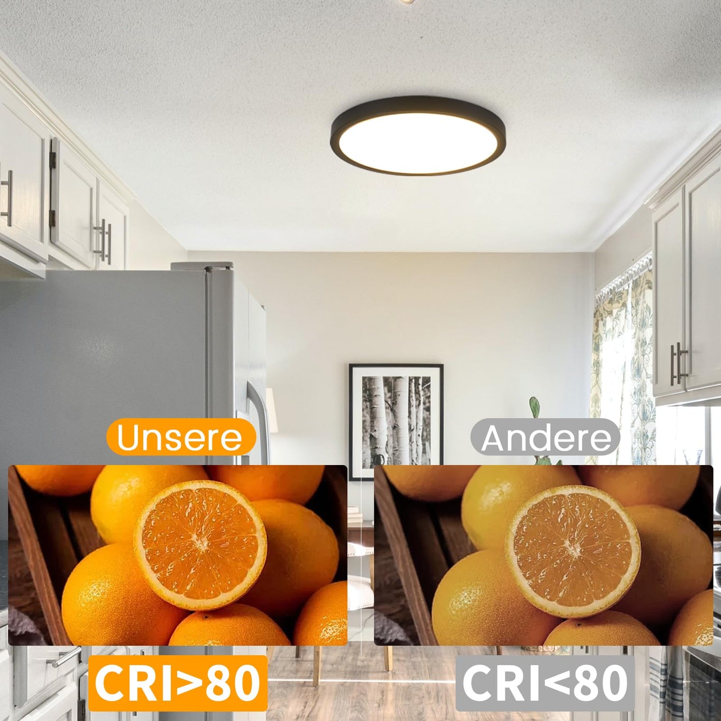 ZMH Deckenlampe LED Deckenleuchte Dimmbar - ?30cm Badlampe Flach Schlafzimmerlampe Schwarz 20W Badezimmer Deckenbeleuchtung Rund mit Fernbedienung IP44 Wasserdicht Flurlampe f¨¹r Schlafzimmer K¨¹che
