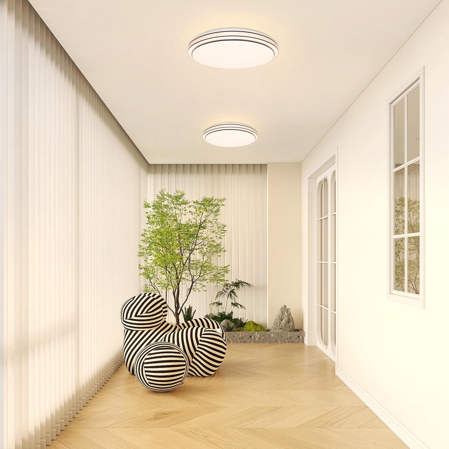 ZMH Deckenlampe LED Deckenleuchte Schlafzimmer - ?27cm Schlafzimmerlampe Sternenhimmel 12W Flurlampe Warmwei? Modern K¨¹chenlampe Rund Wohnzimmer Deckenbeleuchtung f¨¹r Flur K¨¹che Kinderzimmer