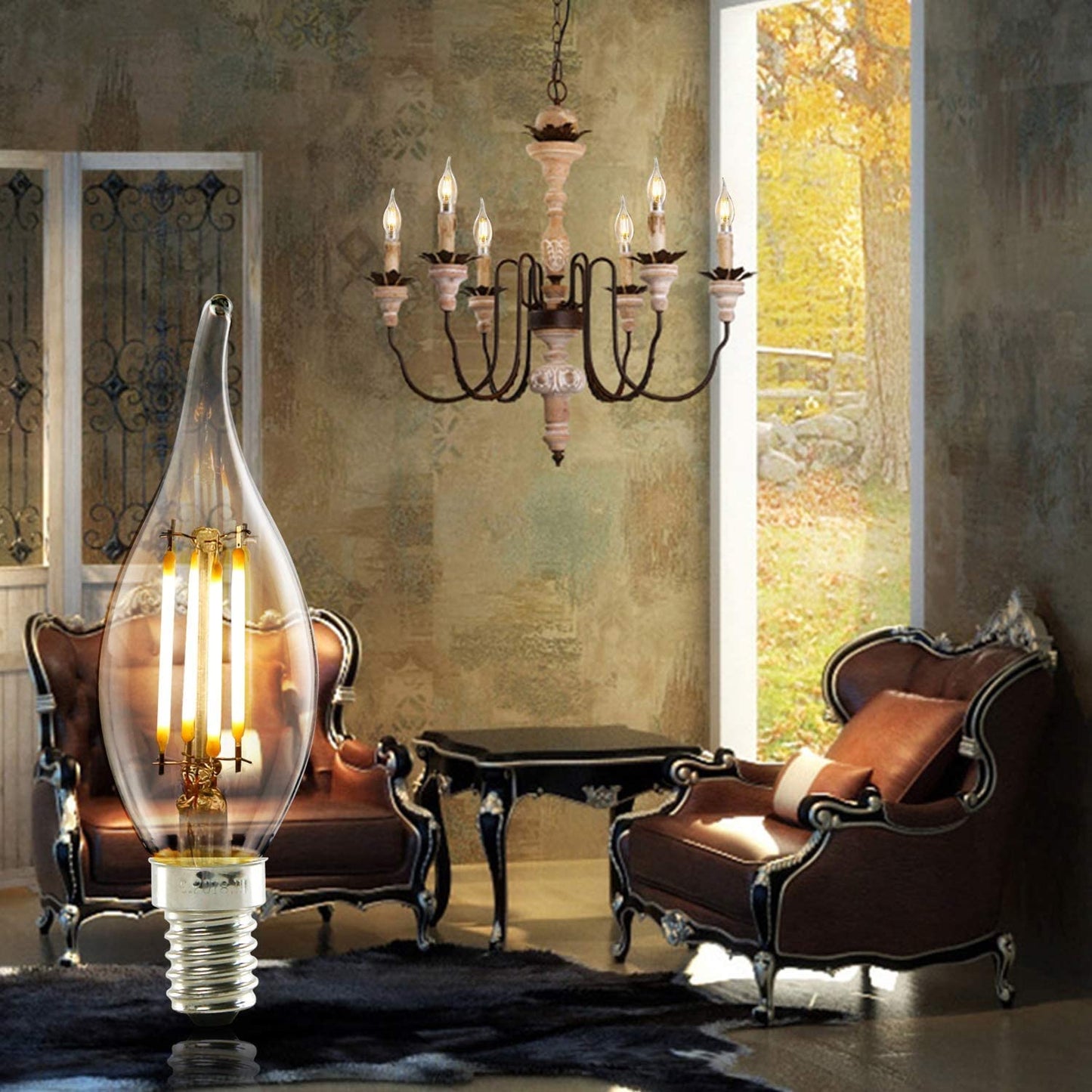 ZMH 6 er pack LED E14 Gl¨¹hbirne Leuchtmittel: Lampe Warmwei? kerze Birne 4W 2700K Filament Retro Edison Gl¨¹hlampe Vintage Light Bulb Glas Energiesparlampe - Nicht Dimmbar