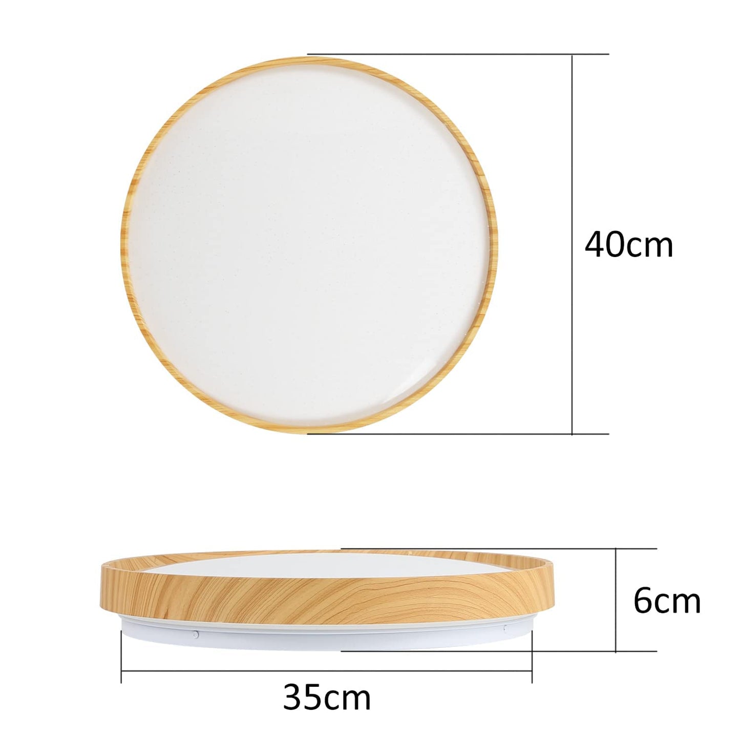 ZMH LED Deckenleuchte Dimmbar Deckenlampe Schlafzimmer - Wohnzimmer Sternenhimmel Rund 40CM Wohnzimmerlampe mit Fernbedienung Schlafzimmerlampe Modern mit Holzoptik f¨¹r Kinderzimmer K¨¹che Flur Treppen
