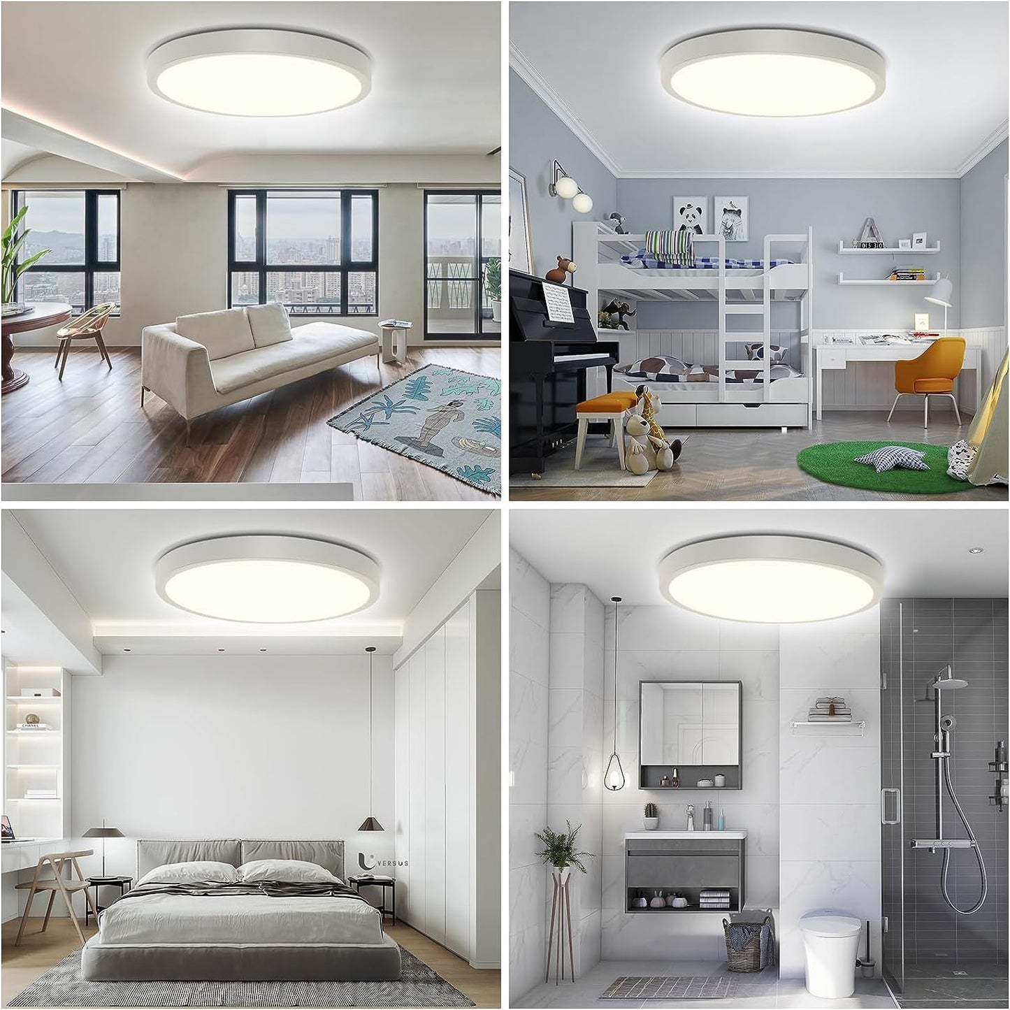ZMH LED Deckenleuchte Rund Flach - 2ER Deckenlampe 24W Modern Wei? LED Panel Flurlampe Neutralwei? 4000K, 23CM IP44 f¨¹r K¨¹che B¨¹ro Wohnzimmer Badezimmer Kinderzimmer Schlafzimmer, Ultra D¨¹nn