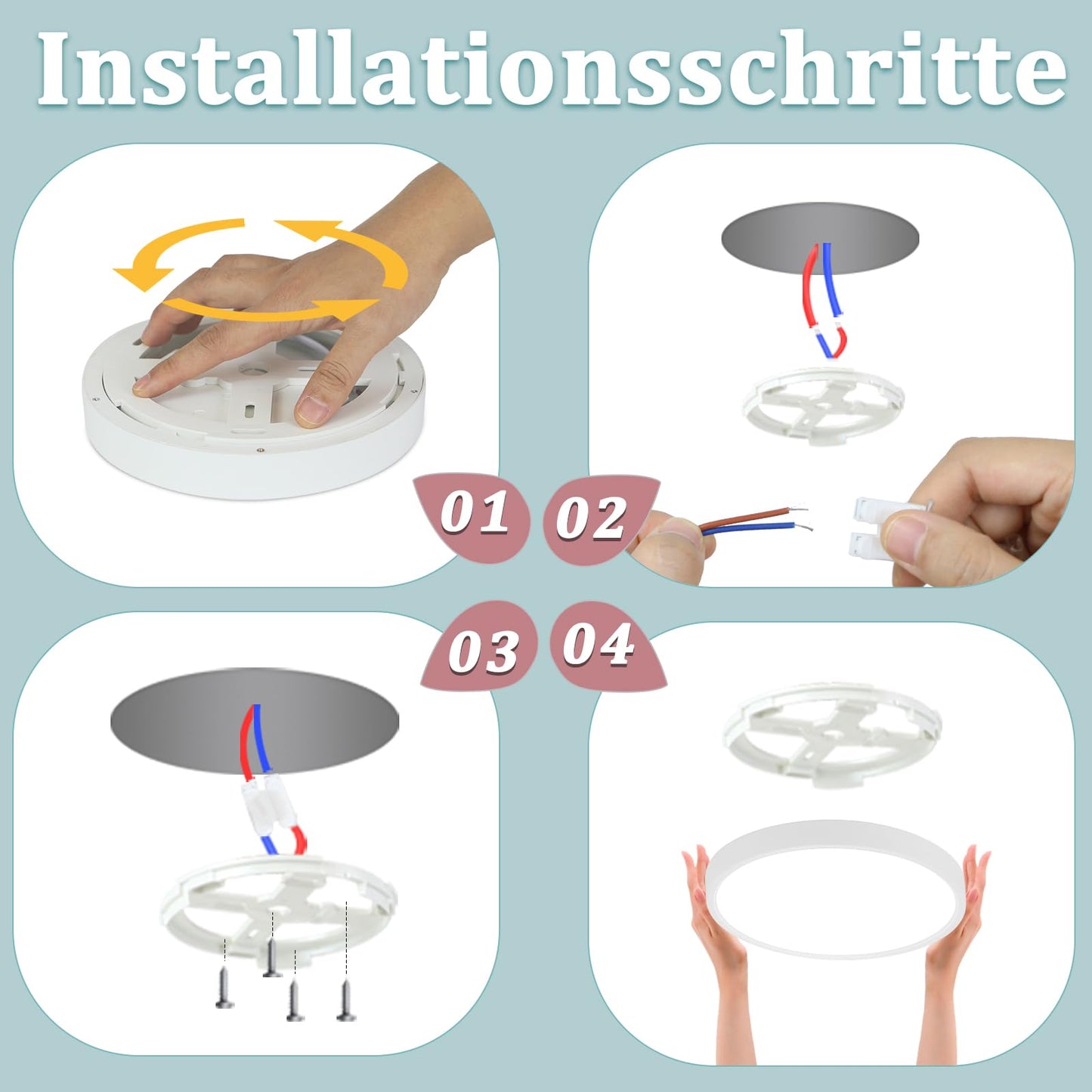 ZMH Deckenlampe LED Deckenleuchte Schlafzimmer - Schlafzimmerlampe Flach ?30CM Badezimmerlampe Rund K¨¹chenlampe Wei? Flurlampe Decke 24W Badezimmer Deckenbeleuchtung 4000K f¨¹r Bad K¨¹che Flur