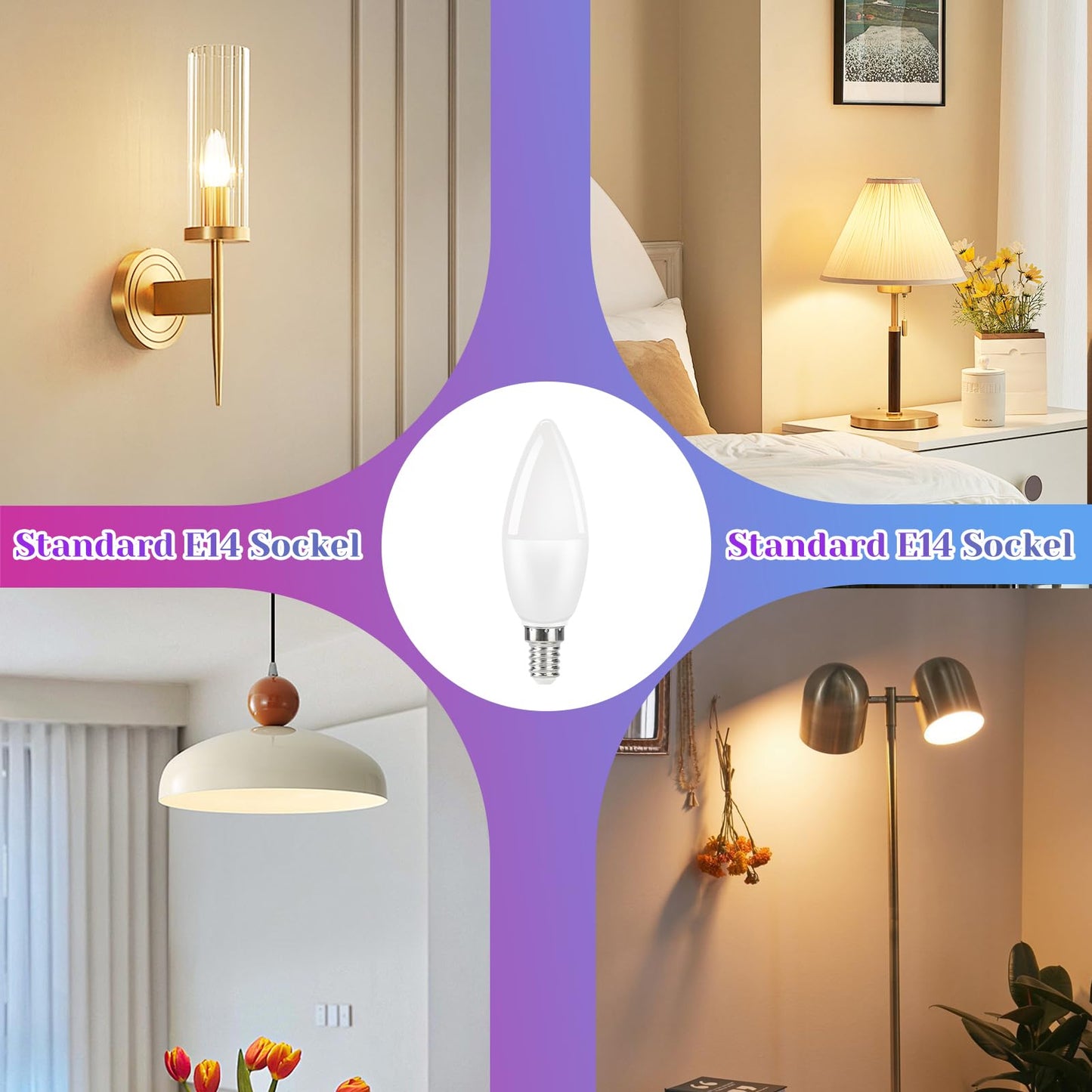 ZMH RGB LED Lampe Gl¨¹hbirne E14-2 St¨¹ck Edison Farbwechsel Gl¨¹hlampe Kerzen Lampe 4W Leuchtmittel Dimmbar mit Fernbedienung 3000K Warmweiss Farbige Birne Edison f¨¹r Bar KTV Party