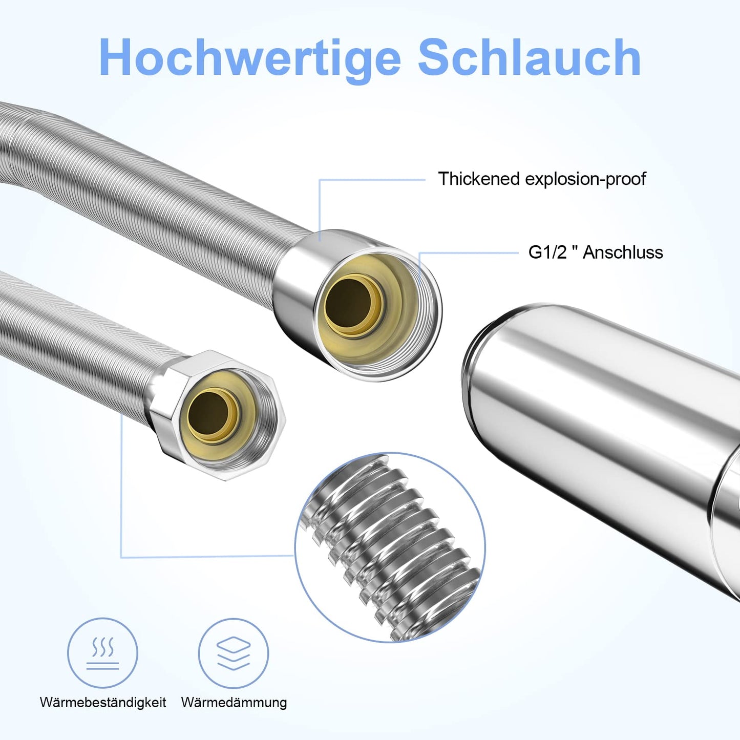 ZMH Duschkopf Wassersparend mit 1.5M Schlauch Brausehalterung - Handbrause Chrom Filter mit 5 Strahlarten Wasserstop, Druckerh?hende Regendusche Sparduschkopf