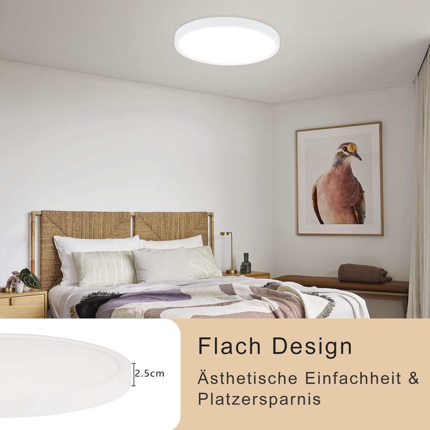 ZMH 36W Deckenlampe LED Deckenleuchte Farbwechsel - Dimmbar Schlafzimmerlampe mit Smart RGB Hintergrundbeleuchtung Panel Flach Rund per Fernbedienung App f¨¹r Wohnzimmer Schlafzimmer Kinderzimmer
