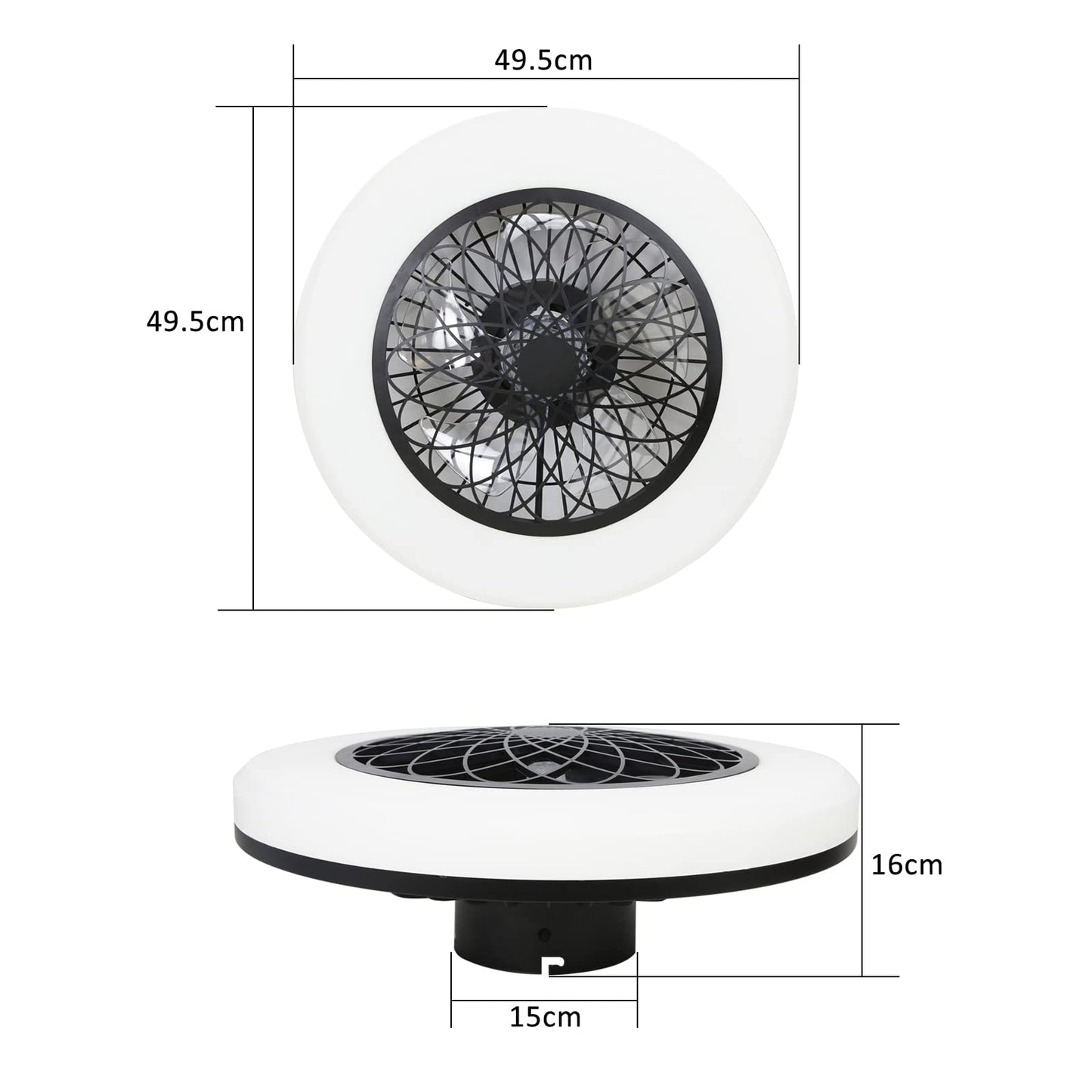 ZMH Led Deckenventilator mit Beleuchtung - 49.5CM Modern Gro? Deckenlampe Fan Leise Deckenleuchte mit Ventilator Fernbedienung Wohnzimmerlampe Dimmbar f¨¹r Wohnzimmer Schlafzimmer K¨¹che Esszimmer