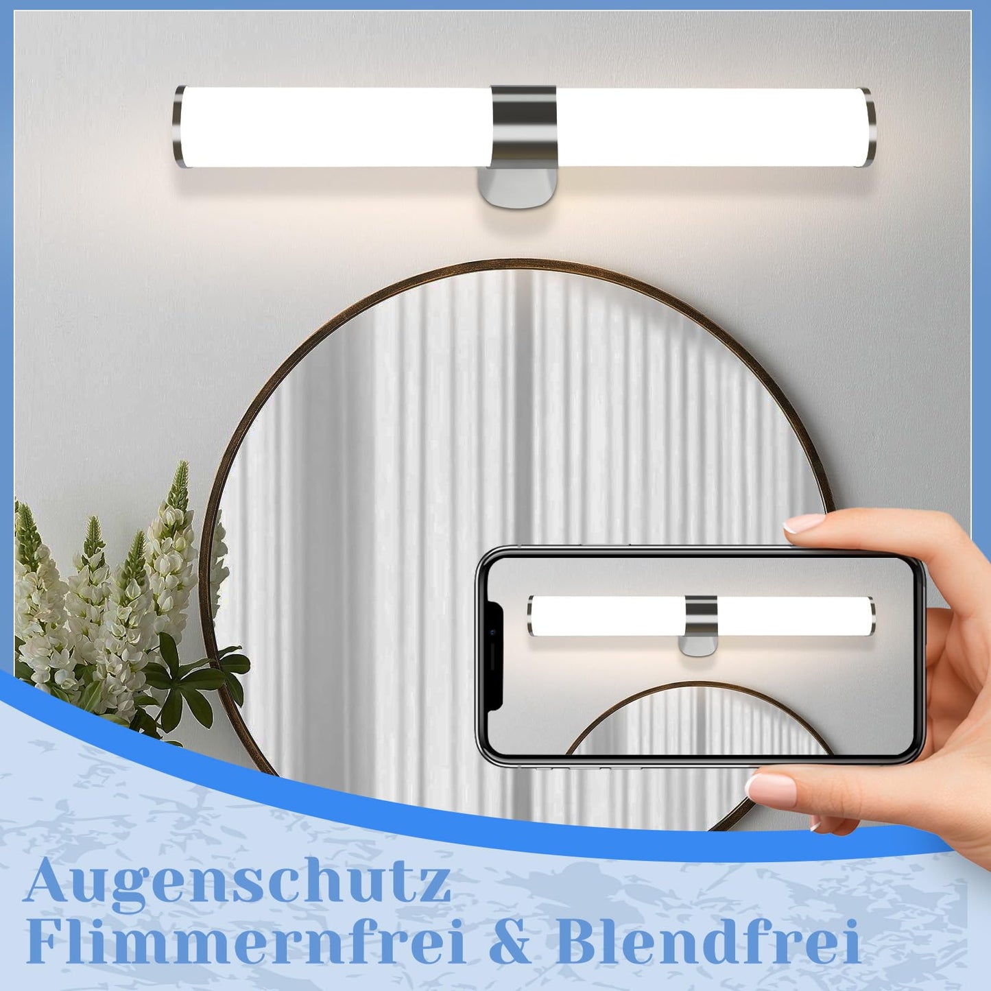 ZMH LED Spiegelleuchte Bad Spiegellampe - 8W Badleuchte Wand 40CM Chrom Wandlampe Badezimmer Wasserdicht IP44 Wandleuchte Neutralwei? 4000K Badlampe Wandmontage Modern f¨¹r Keller K¨¹che Badschrank