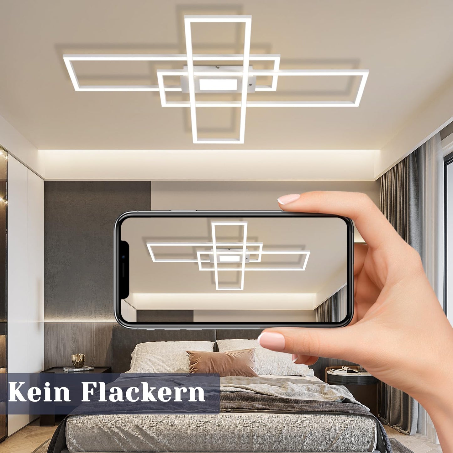ZMH Deckenlampe LED Deckenleuchte Dimmbar - 50W Wohnzimmerlampe Wei? mit Fernbedienung Modern Design Schlafzimmerlampe Wohnzimmer Schlafzimmer Deckenbeleuchtung Geometrisch f¨¹r K¨¹che Flur
