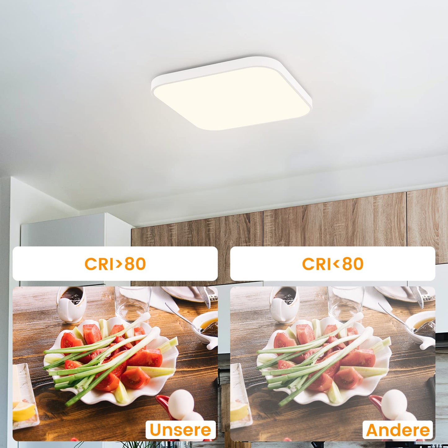 ZMH Deckenlampe LED Deckenleuchte Schlafzimmer - 19W Badezimmerlampe Flach 27cm Bad Deckenbeleuchtung IP44 Wasserdicht K¨¹chenlampe Neutralwei? Quadratisch Flurlampe Wei? f¨¹r K¨¹che Flur Wohnzimmer