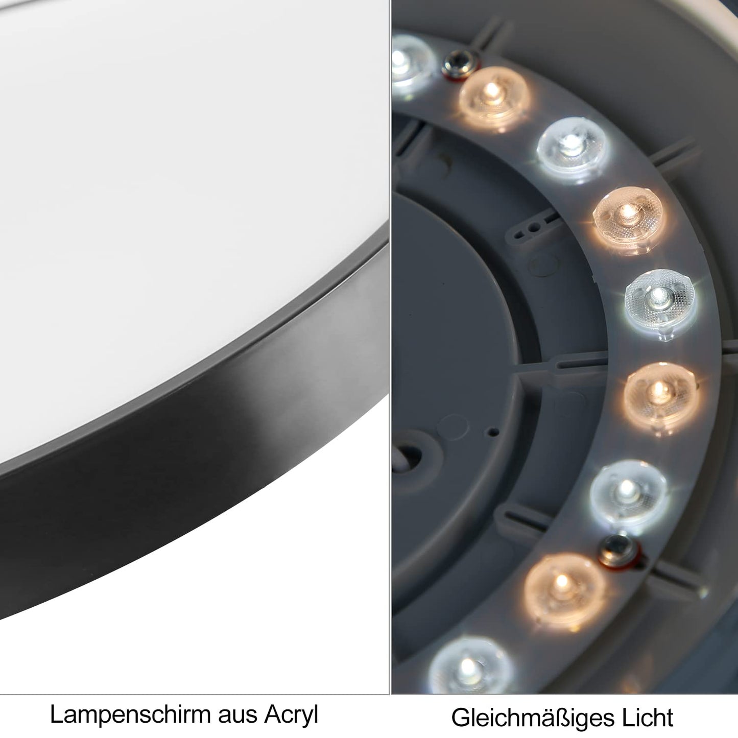 ZMH LED Deckenleuchte Schwarz Deckenlampe - Flach K¨¹chenlampe IP44 Wasserdicht Badlampe Rund ?28cm Flurlampe 17W Modern f¨¹r Wohnzimmer Schlafzimmer Bad Flur K¨¹che Kinderzimmer Eingang