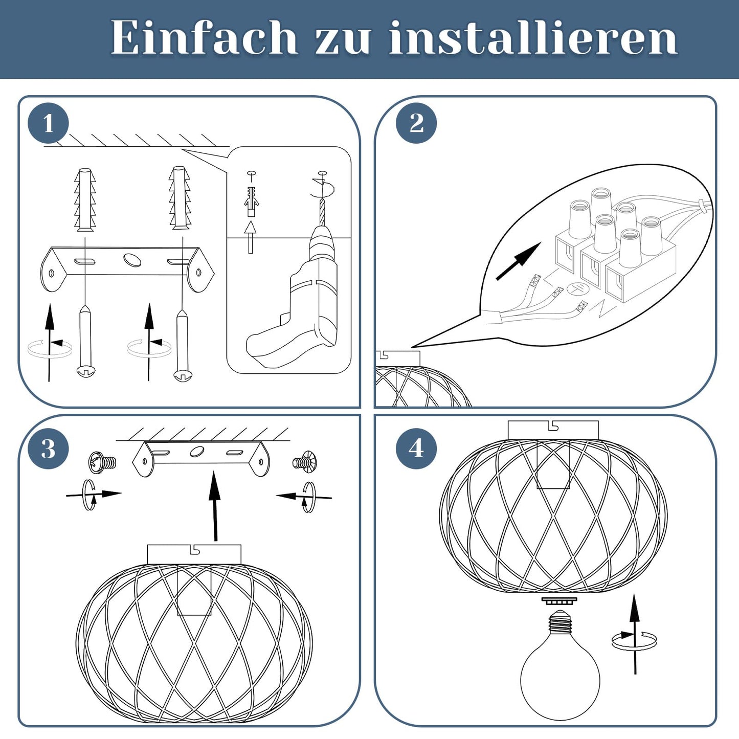 ZMH Deckenleuchte Schwarz Flurlampe Metall - Deckenlampe E27 Retro Runde Vintage Lampenschirm Industrial f¨¹r Gang Korride Wohnzimmer Schlafzimmer K¨¹che (Ohne Leuchtmittel Max.40W) 30CM
