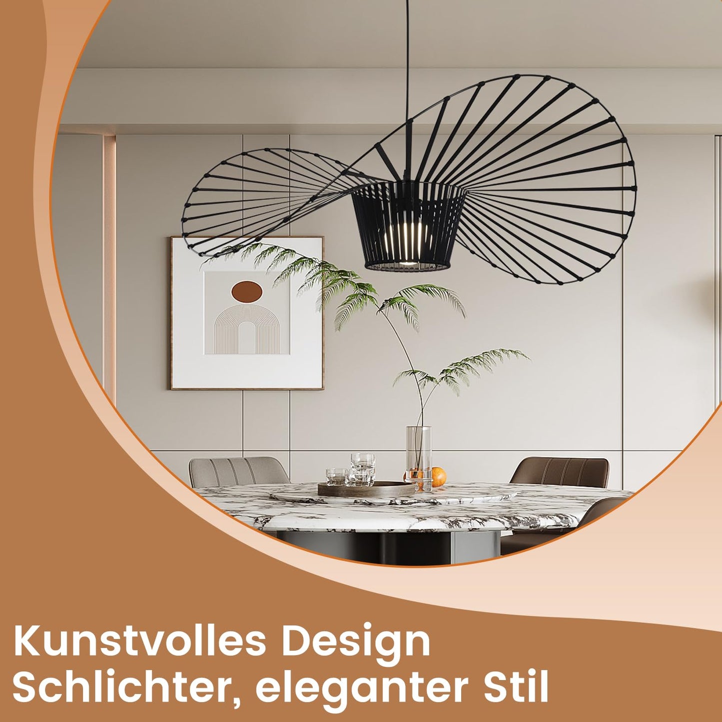 ZMH Kronleuchter Modern H?ngelampe Schwarz - Pendelleuchte Wohnzimmer 120CM Pendellampe E27 Hutdesign-H?ngeleuchte H?henverstellbar Max. 40W ohne Leuchtmittel