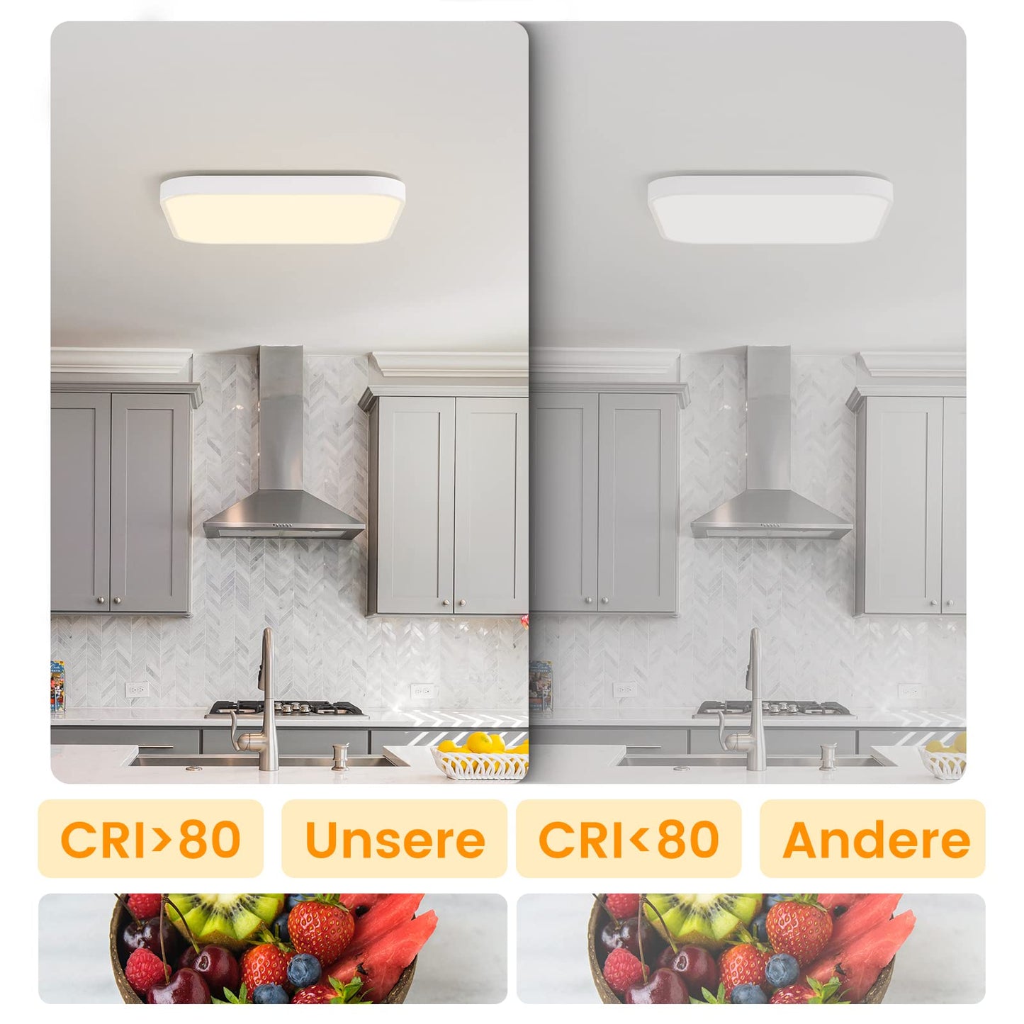 ZMH Deckenlampe LED Deckenleuchte Schlafzimmer - Schlafzimmerlampe Flach 27cm K¨¹chenlampe Warmwei? Badezimmerlampe IP44 Bad Deckenbeleuchtung Flurlampe Eckig Badlampe 19W f¨¹r K¨¹che Flur Badezimmer