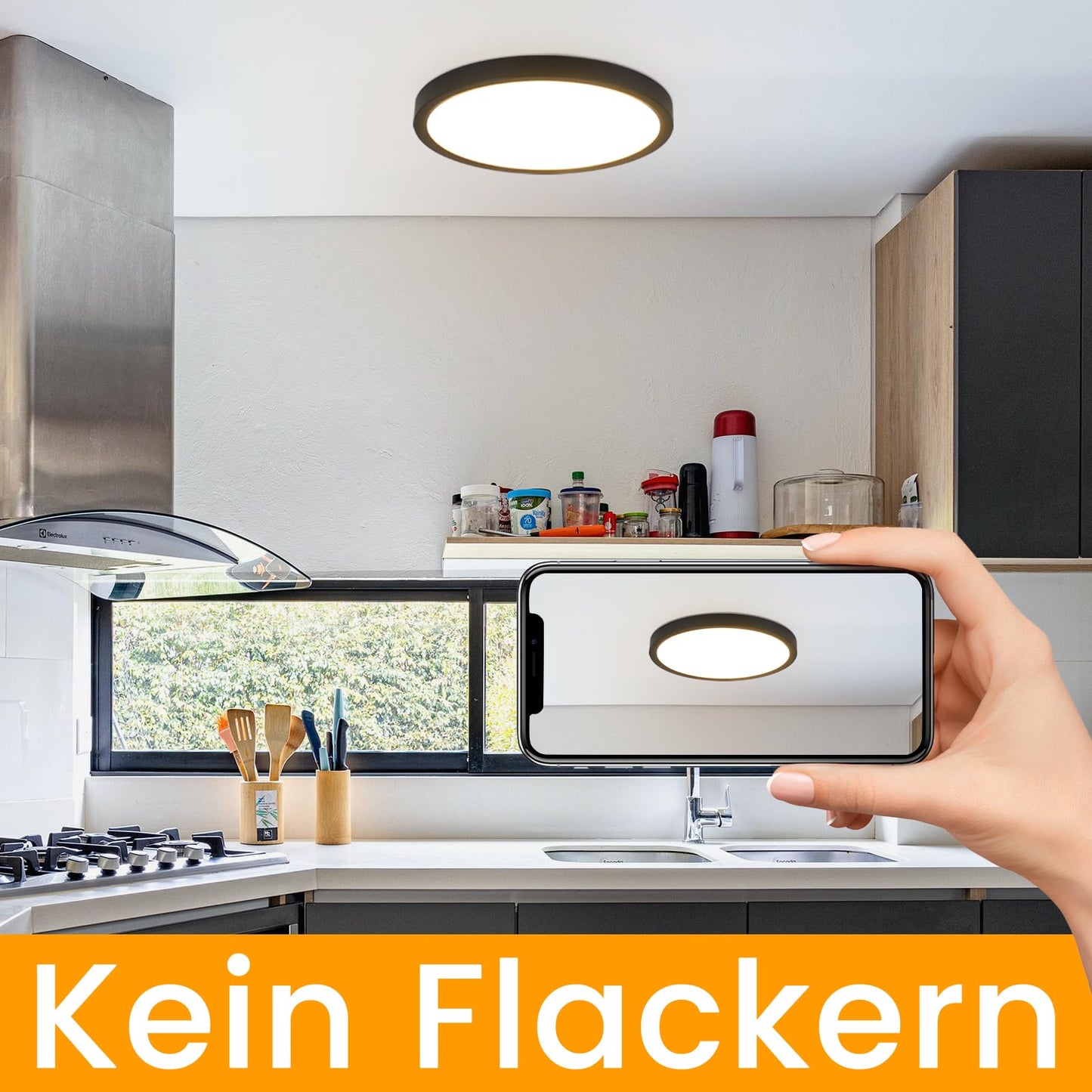 ZMH Deckenlampe LED Deckenleuchte Dimmbar - ?30cm Badlampe Flach Schlafzimmerlampe Schwarz 20W Badezimmer Deckenbeleuchtung Rund mit Fernbedienung IP44 Wasserdicht Flurlampe f¨¹r Schlafzimmer K¨¹che