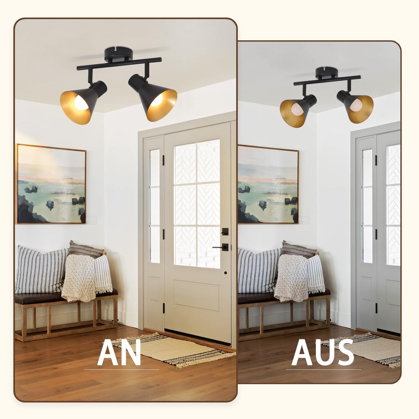 ZMH Deckenlampe K¨¹che Deckenstrahler Schwarz - 2 Flammig K¨¹chenlampe E14 Vintage Deckenleuchte Flur Schwenkbar 330¡ã Industrial Flurlampe Retro Strahler Metall f¨¹r B¨¹ro Eingangsbereich