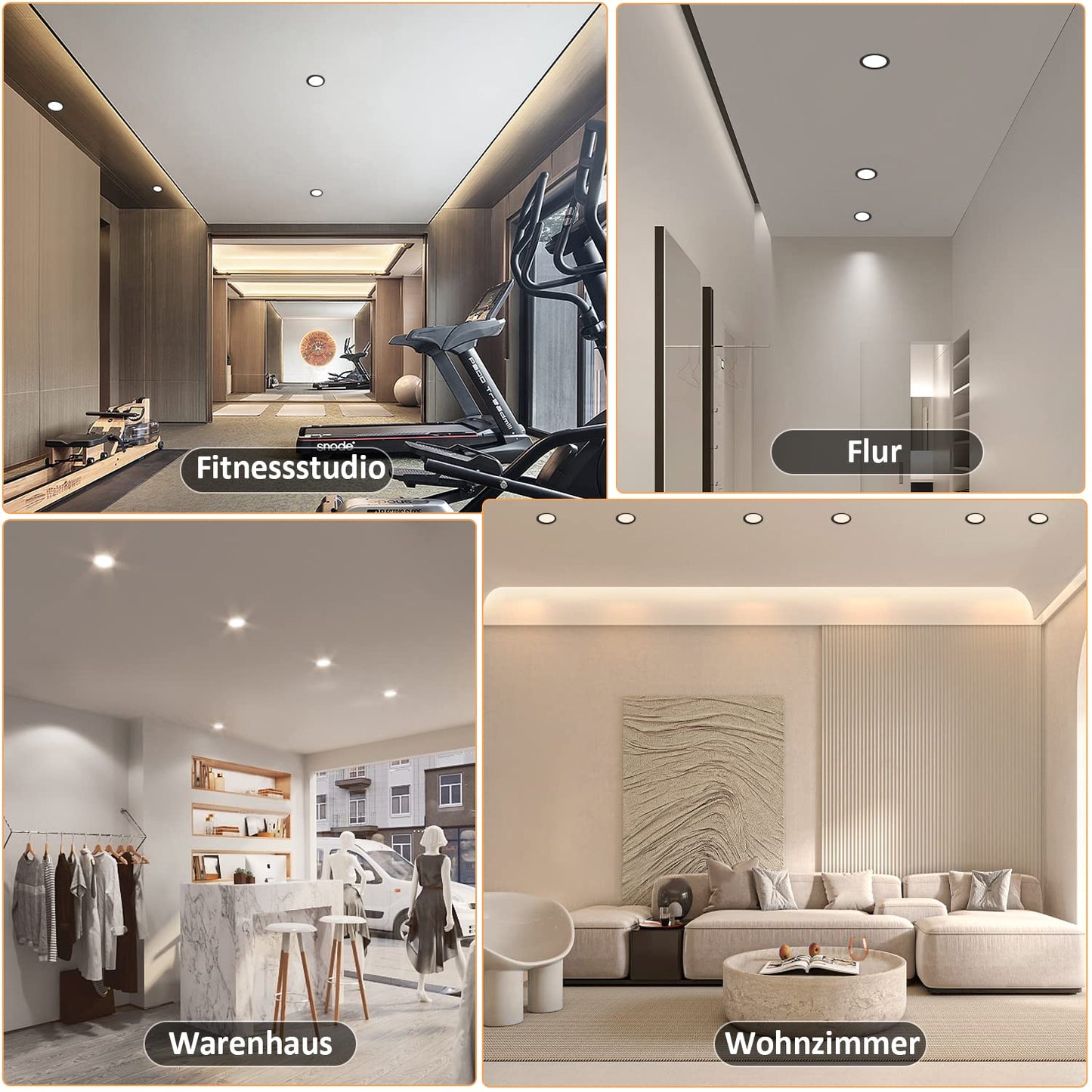 ZMH 12er LED Einbaustrahler GU10 Einbaurahmen - Einbauleuchten Spots Schwenkbar 30¡ã Rund Einbauspots inkl. GU10 Fassung Chrom Halogen Rahmen geeignet f¨¹r LED Leuchtmitte