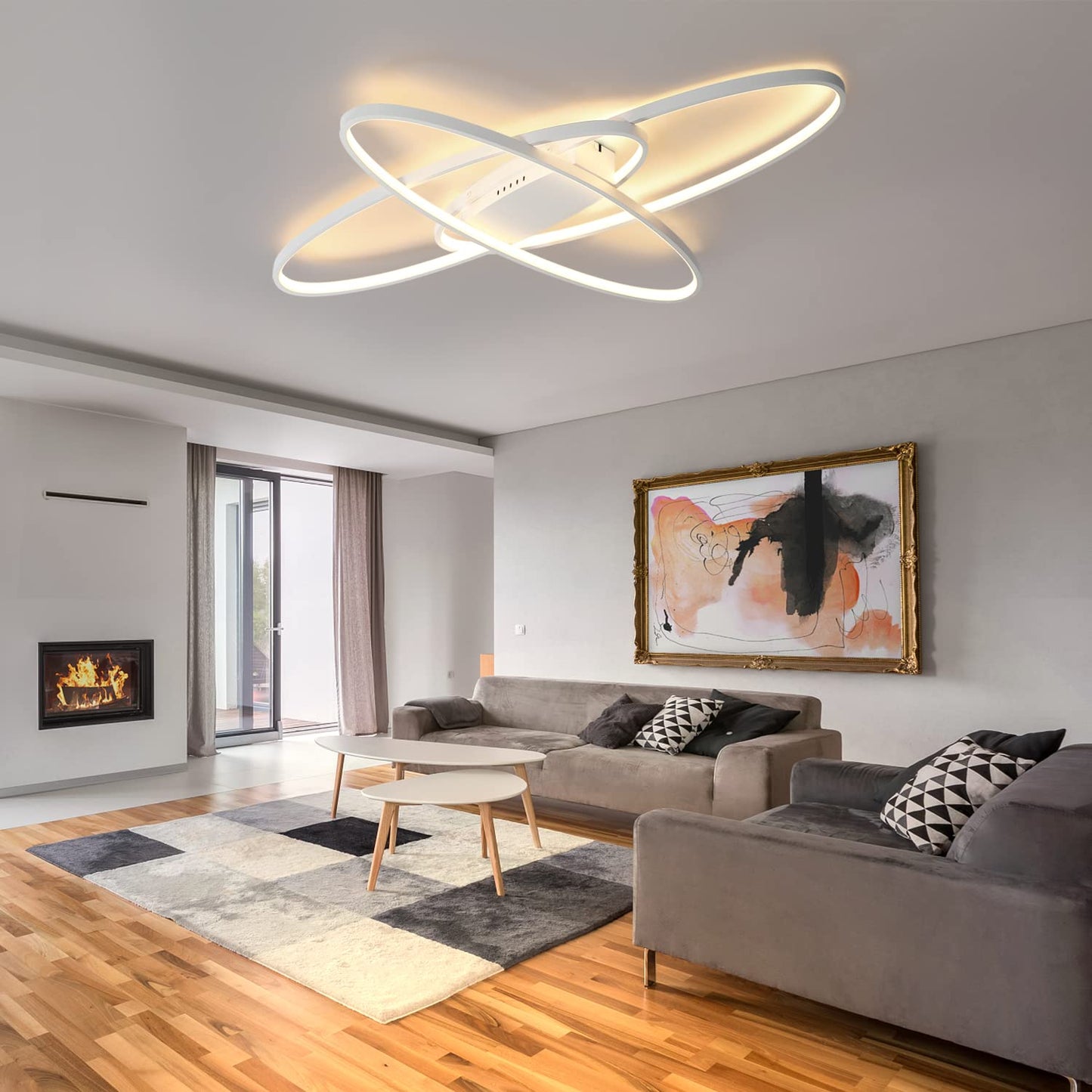 ZMH LED Deckenleuchte Dimmbar Deckenlampe Modern - Wei? Schlafzimmerlampe 75W Design Wohnzimmerlampe mit Fernbedienung Deckenbeleuchtung f¨¹r Wohnzimmer Schlafzimmer Esszimmer B¨¹ro