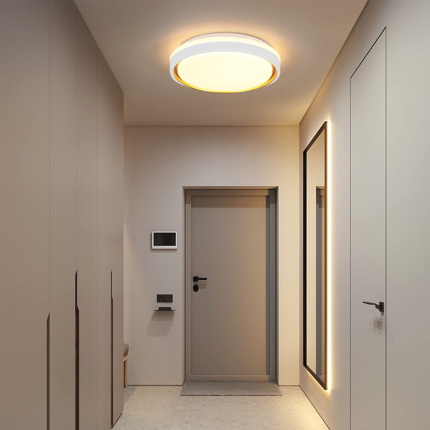 ZMH Deckenlampe LED Deckenleuchte Schlafzimmer - ?30cm Schlafzimmerlampe Dimmbar mit Fernbedienung 18W Modern Rund Wohnzimmerlampe Wei? Gold Deckenbeleuchtung f¨¹r Wohnzimmer K¨¹che Flur Esszimmer