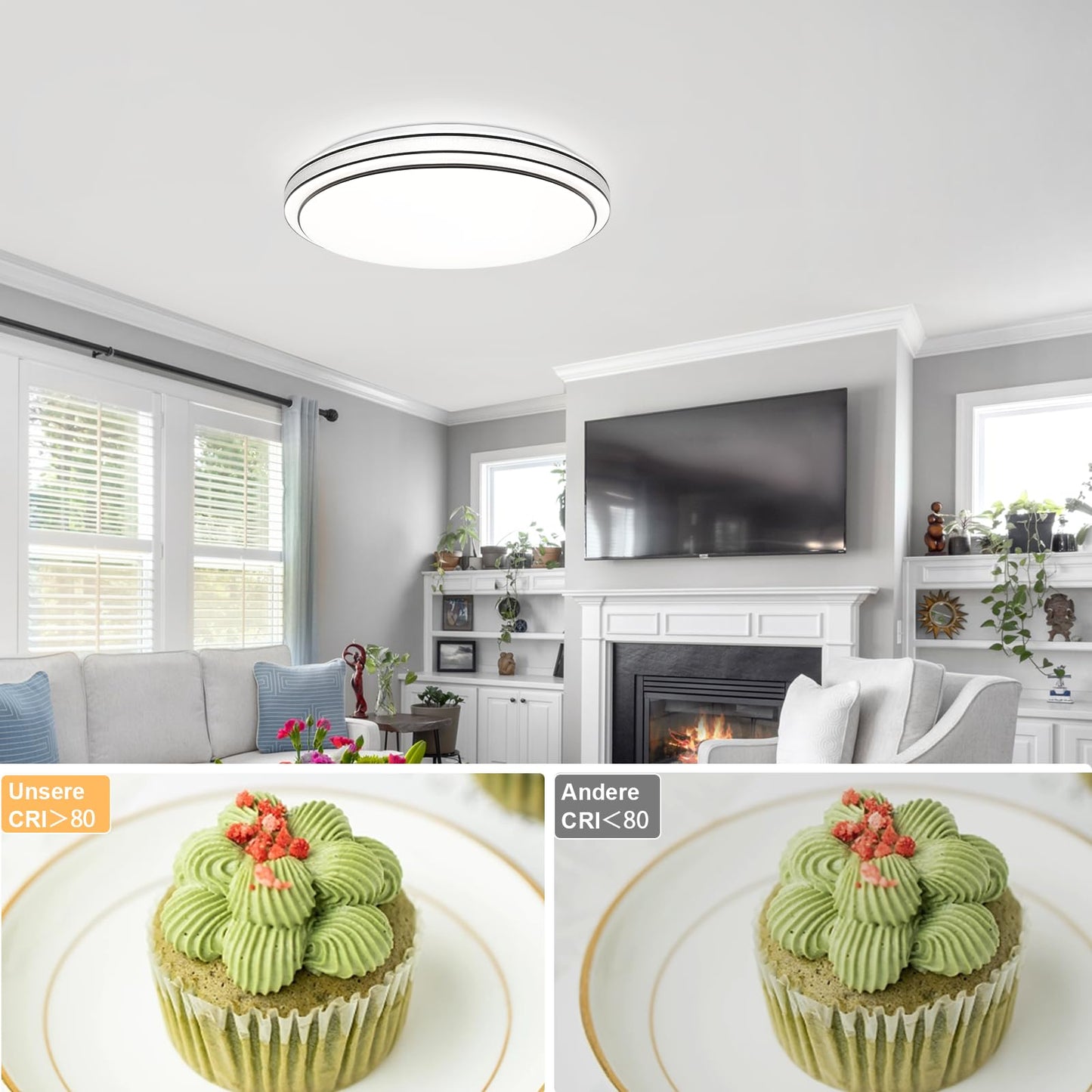 ZMH Deckenlampe LED Deckenleuchte Schlafzimmer - 23W Schlafzimmerlampe Dimmbar mit Fernbedienung ?27cm K¨¹chenlampe Sternenhimmel Modern K¨¹che Deckenbeleuchtung Rund f¨¹r Wohnzimmer Flur