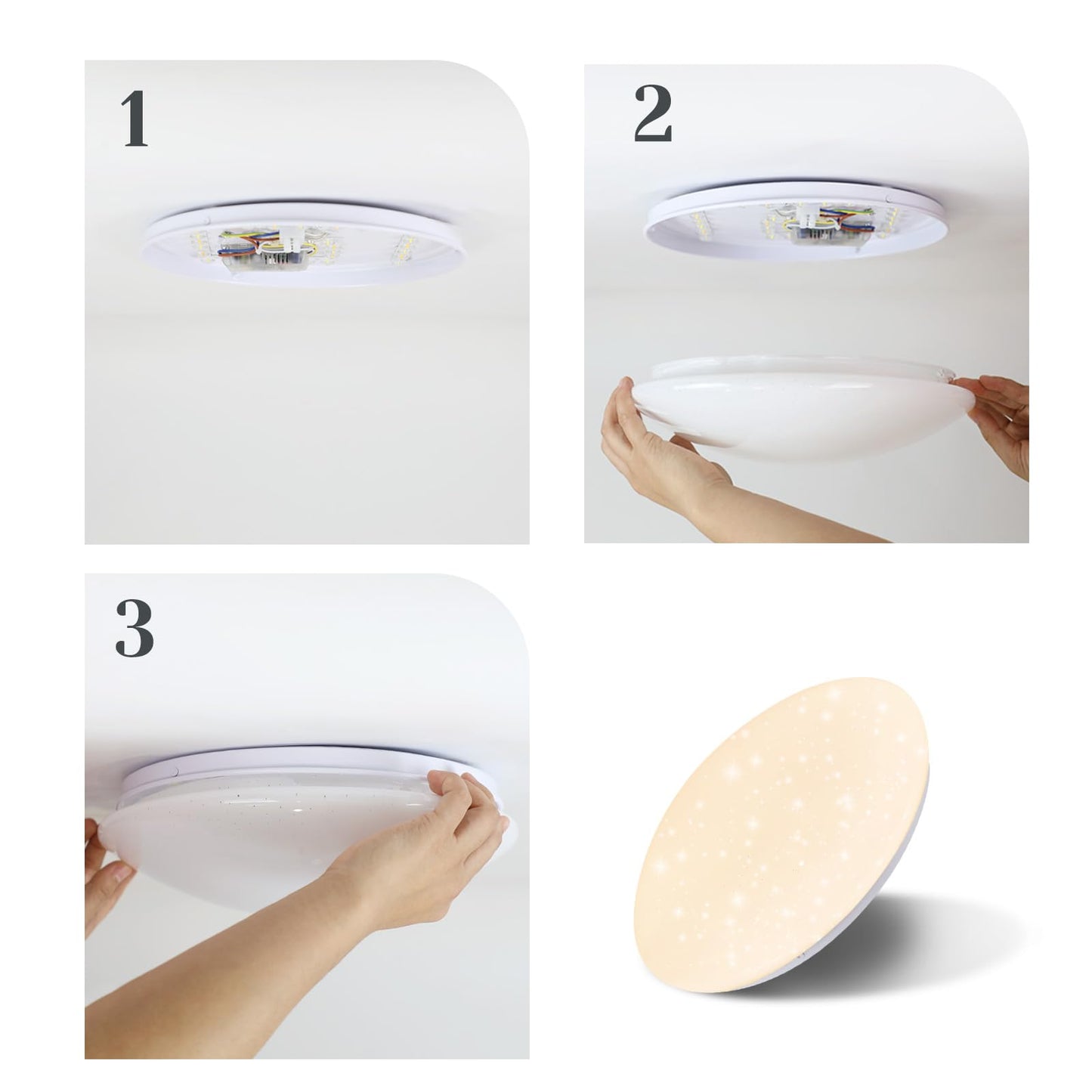 ZMH Deckenlampe LED Deckenleuchte Schlafzimmer - ?30cm 18W Schlafzimmerlampe Badezimmer Deckenbeleuchtung Sternenhimmel Rund Badlampe 4000K IP44 Wasserdicht f¨¹r Bad K¨¹che Kinderzimmer Flur