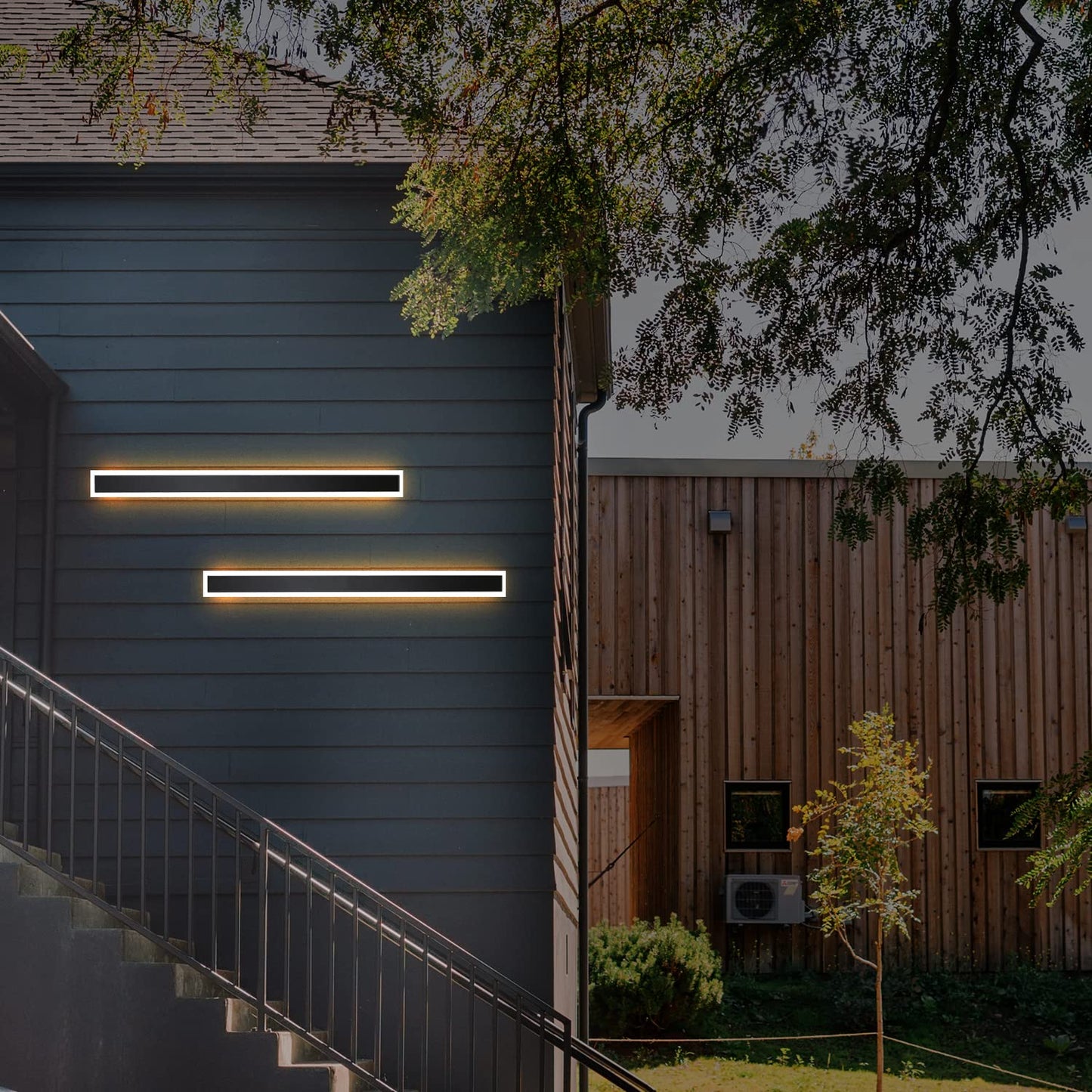 ZMH LED Wandleuchte Aussen Wandlampe - 100CM Wandbeleuchtung IP65 Wasserdicht Schwarz Modern Au?enlampe 3000K aus Acryl 21W Innen Outdoor Au?enwandleuchte f¨¹r Villa Terrasse Garten Bad