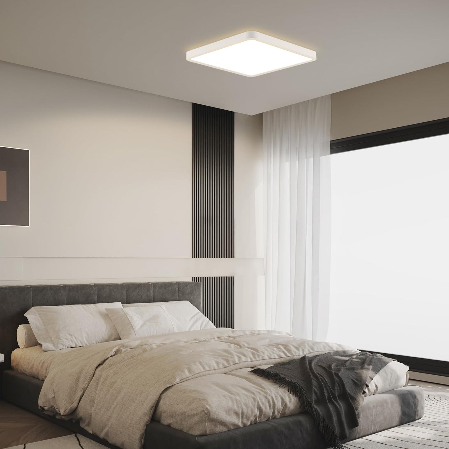 ZMH Deckenlampe LED Deckenleuchte Flach - 23W Schlafzimmerlampe 3000K Schlafzimmer Bad Deckenbeleuchtung Quadratisch 23cm Badlampe IP44 Badezimmerlampe Wei? Flurlampe f¨¹r Badezimmer K¨¹che Flur